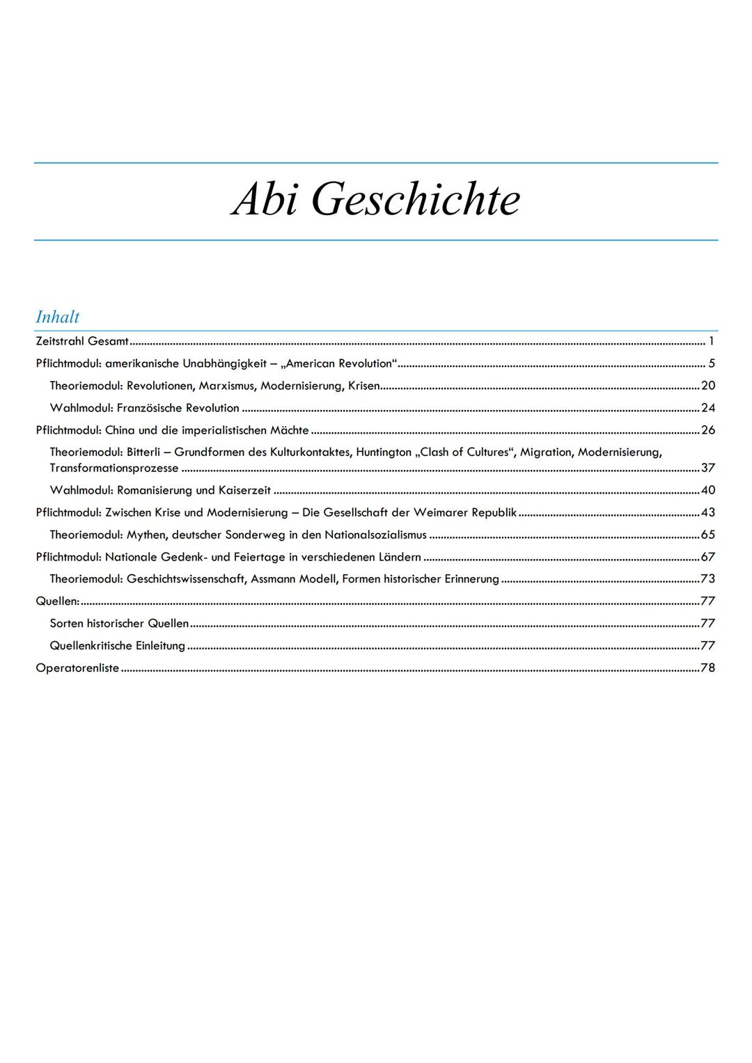 # Abi Geschichte
Inhalt
Zeitstrahl Gesamt....................................................................................1
Pflichtmodul