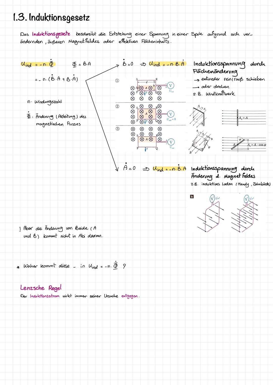 # 1. Einstieg
1. 1. Induktionserscheinung
Wir bringen einen Leiter in einem Magnet Feld (mit Geschwin digkeit
~)
Durch Lorenzkraft bewege