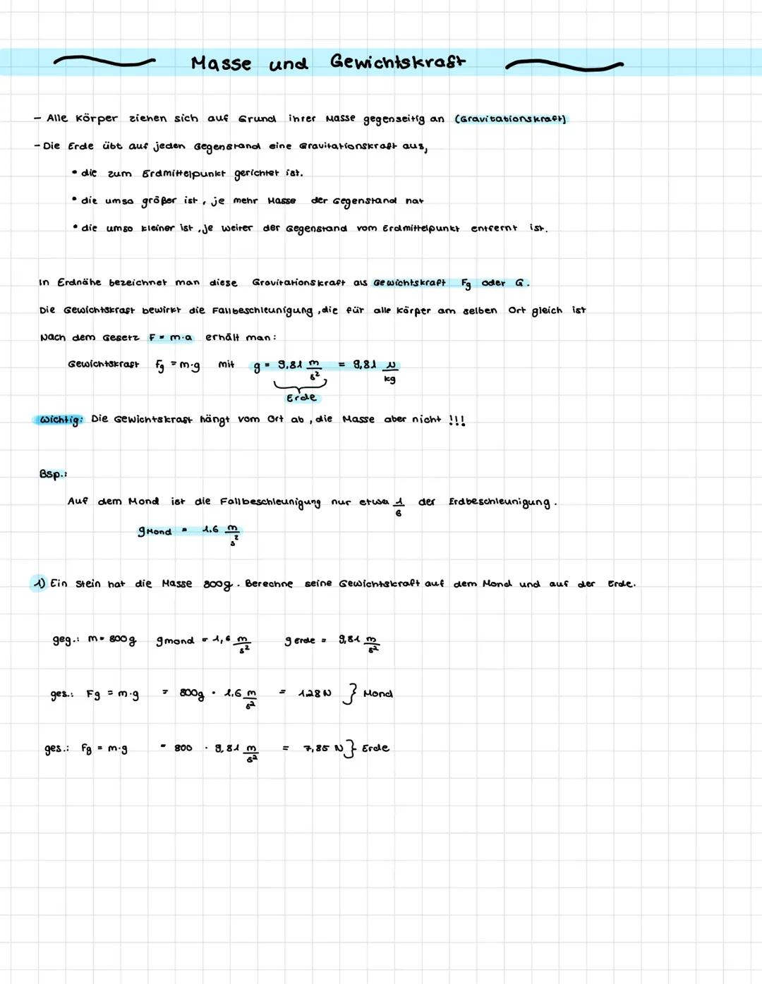 Masse und Gewichtskraft