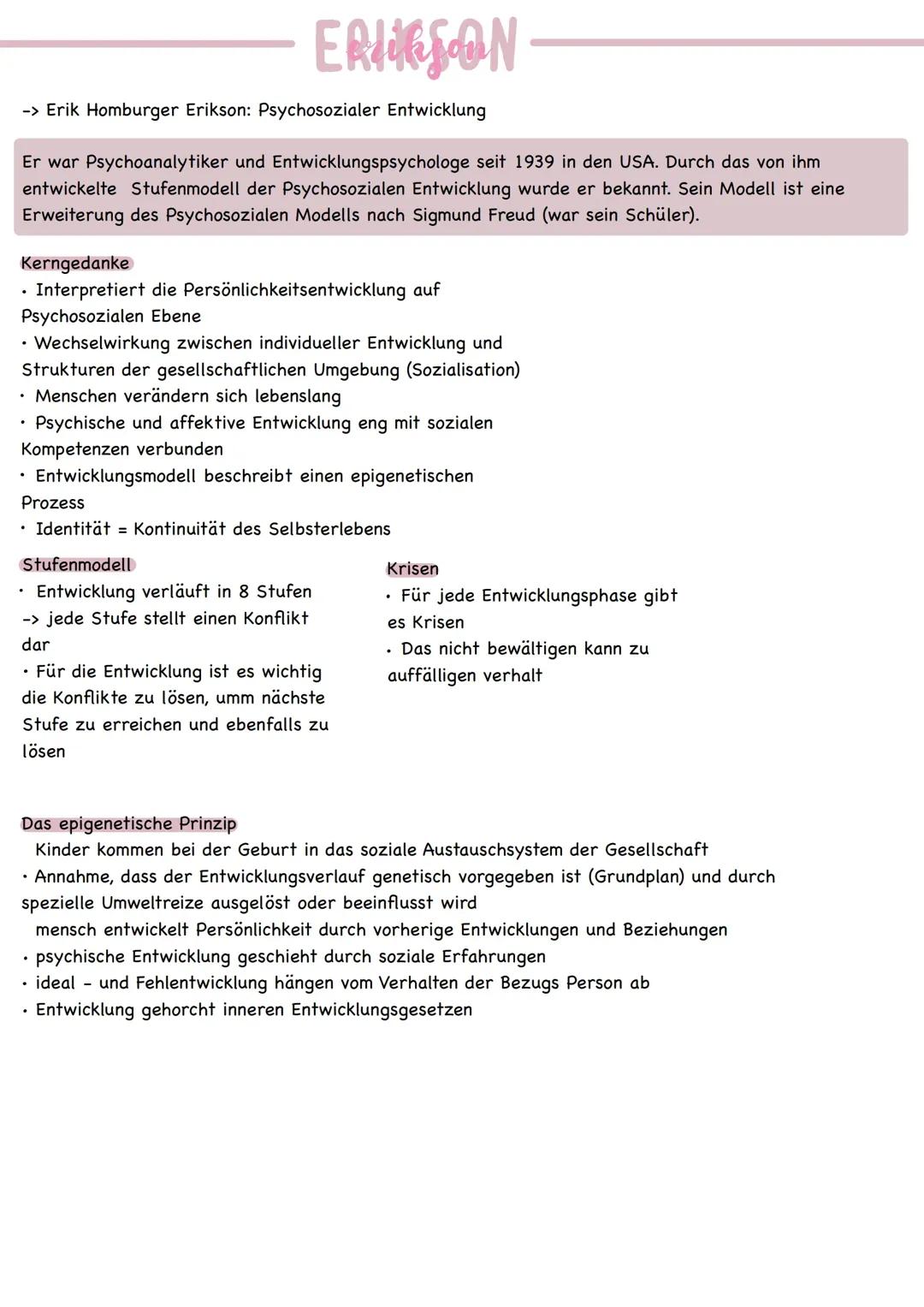 Erikson Zusammenfassung