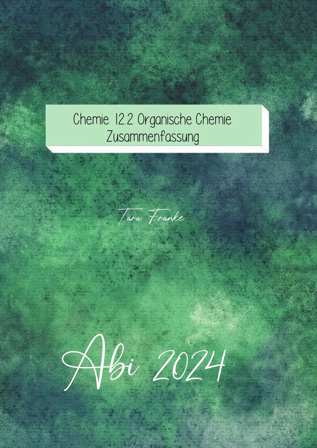 Chemie 12.2 Organische Chemie
Zusammenfassung
Tara Franke
Abi 2024 Inhaltsverzeichnis
Lernzettel
Reduktion.
Oxidationsmittel.
Reduktionsmi