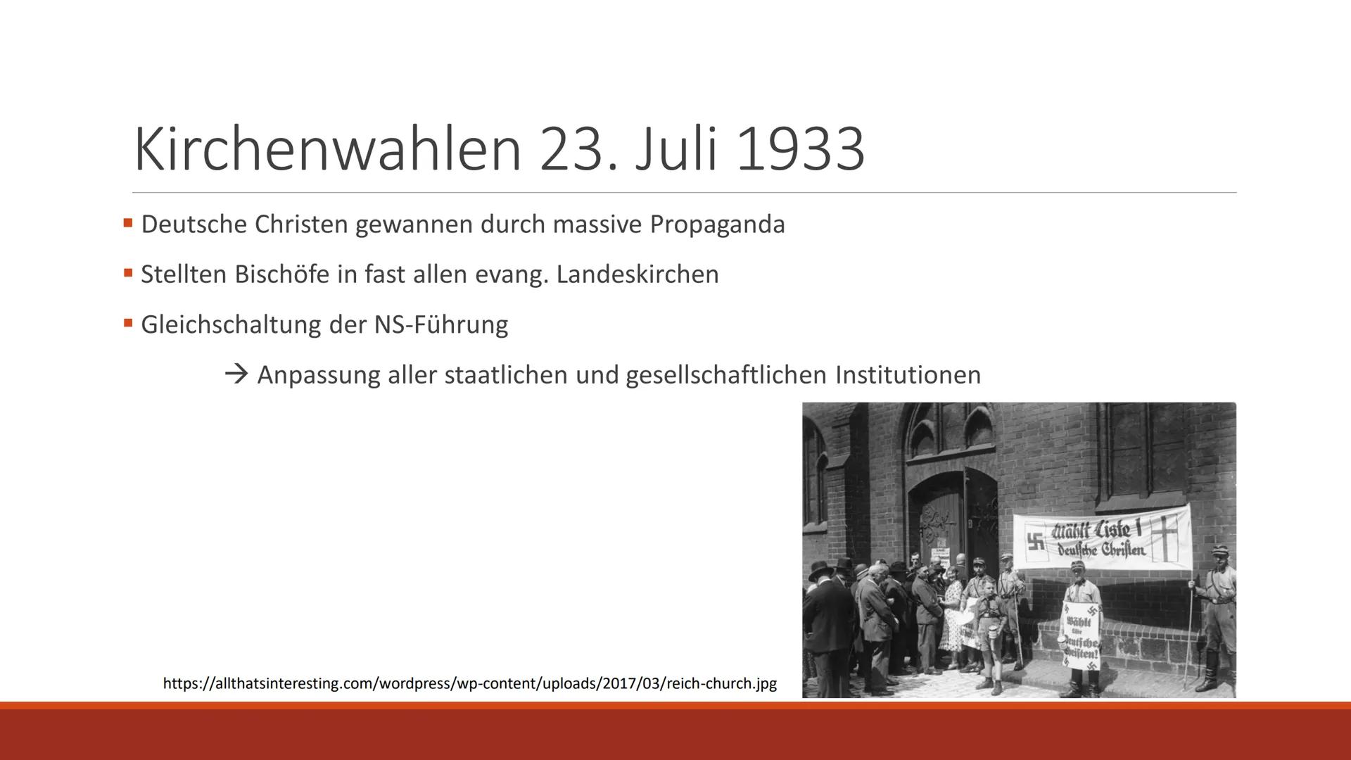 # Widerstand der Kirche
WIDERSTANDSBEWEGUNGEN IM NATIONALSOZIALISMUS Gliederung
■Spaltung der Kirche und Kirchenwahlen
■Deutsche Christen