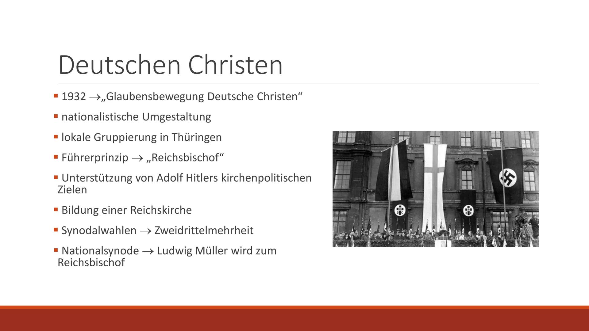 # Widerstand der Kirche
WIDERSTANDSBEWEGUNGEN IM NATIONALSOZIALISMUS Gliederung
■Spaltung der Kirche und Kirchenwahlen
■Deutsche Christen