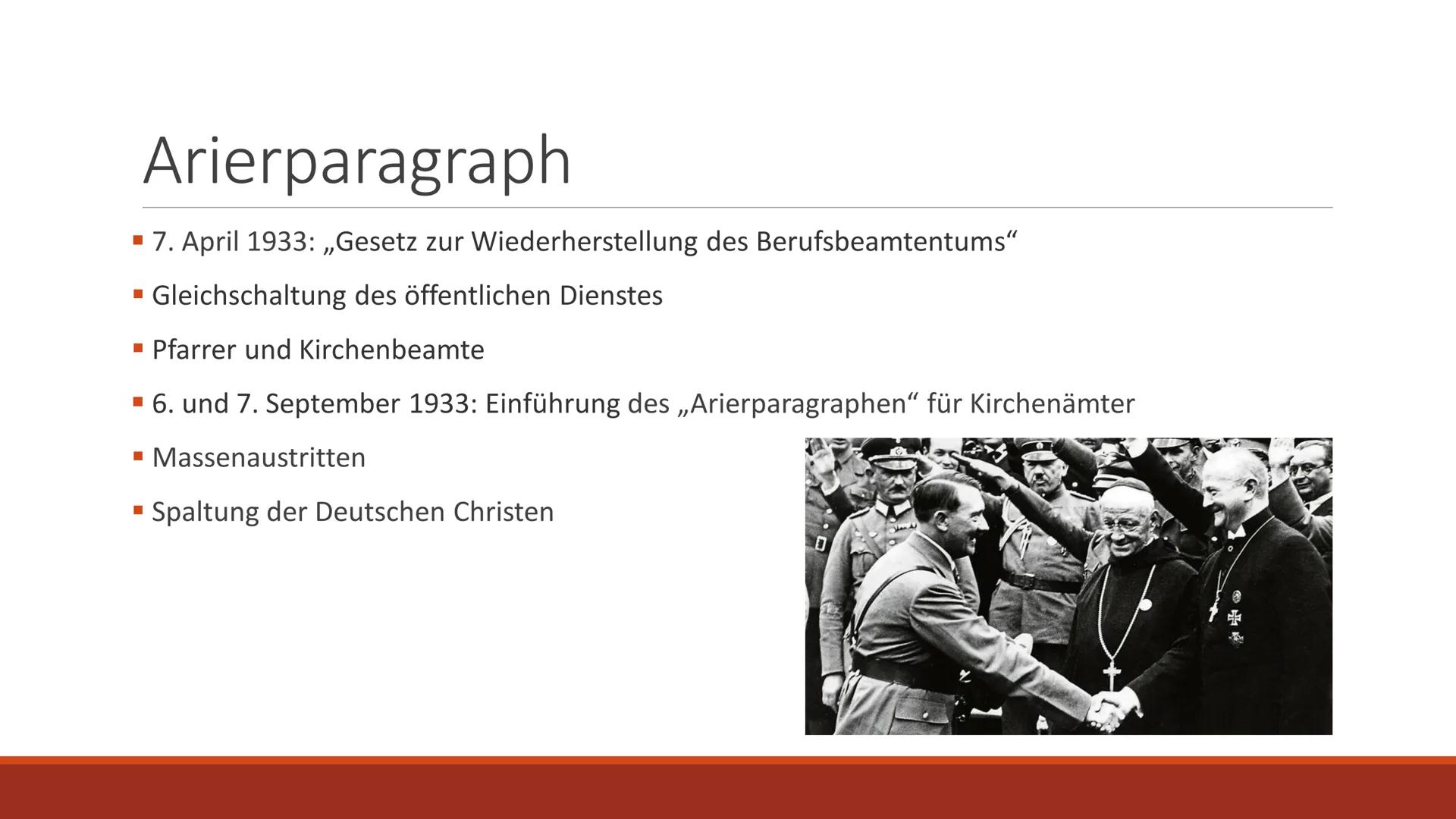 # Widerstand der Kirche
WIDERSTANDSBEWEGUNGEN IM NATIONALSOZIALISMUS Gliederung
■Spaltung der Kirche und Kirchenwahlen
■Deutsche Christen