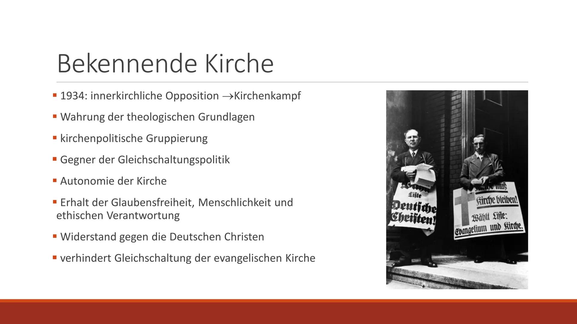 # Widerstand der Kirche
WIDERSTANDSBEWEGUNGEN IM NATIONALSOZIALISMUS Gliederung
■Spaltung der Kirche und Kirchenwahlen
■Deutsche Christen