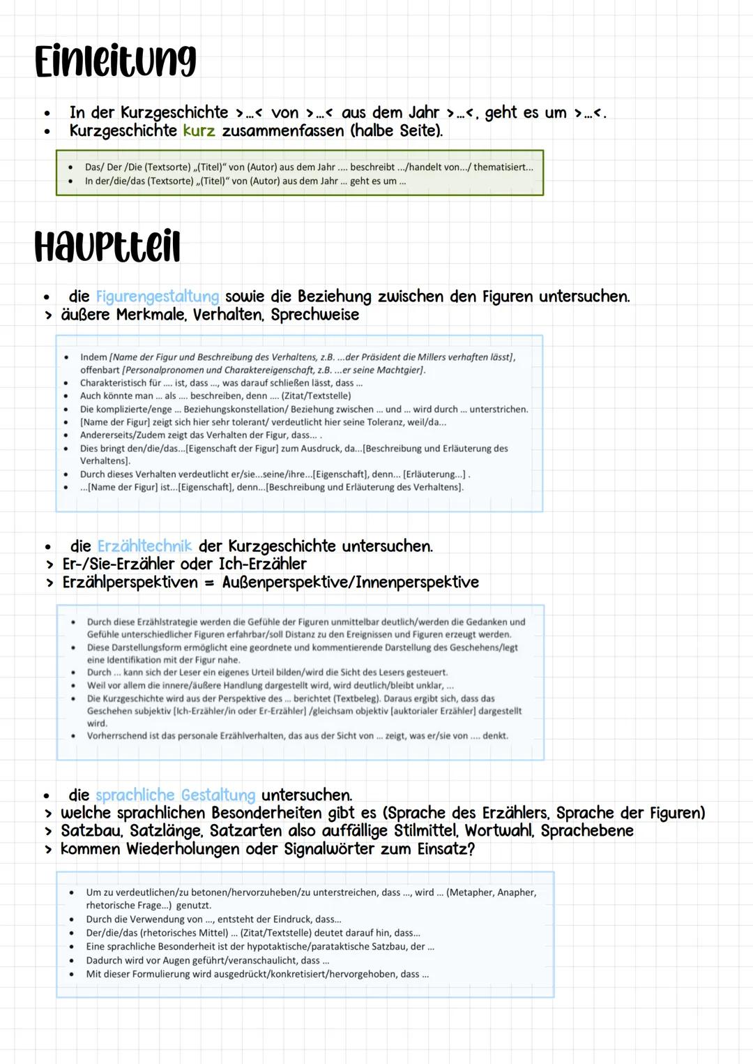 Einleitung
•
•
In der Kurzgeschichte >...< von >...<< aus dem Jahr >...<, geht es um >...<.
Kurzgeschichte kurz zusammenfassen (halbe Seite)