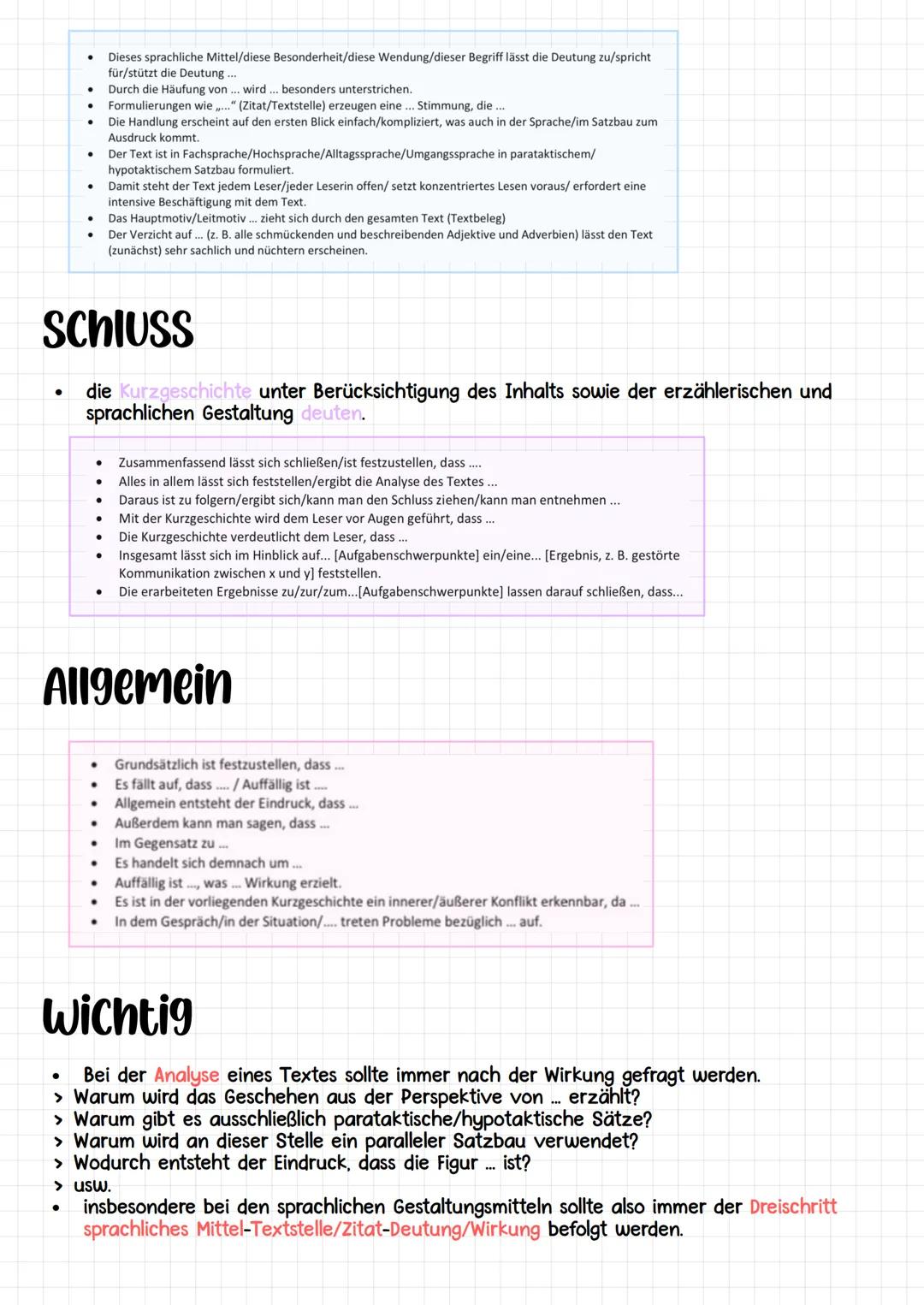 Einleitung
•
•
In der Kurzgeschichte >...< von >...<< aus dem Jahr >...<, geht es um >...<.
Kurzgeschichte kurz zusammenfassen (halbe Seite)