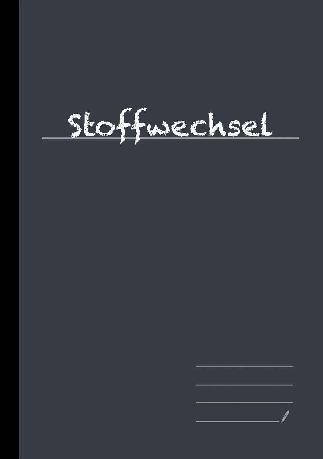 Stoffwechsel DEFINITION
STOFFWECHSEL
Unter Stoffwechsel versteht man alle chemischen Reaktionen, die im Körper ablaufen
und mit der Aufnahme