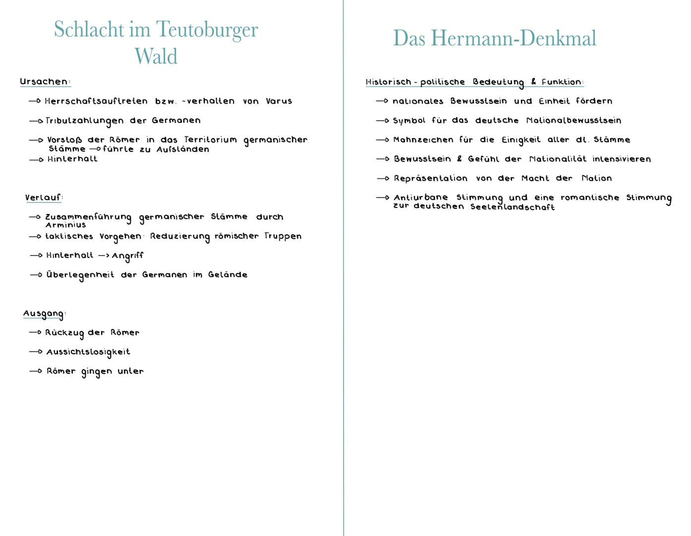 Arminius:
→ römischer Bürger, lebte 37 Jahre
romischer Offizier & Chef einer
Germaneneinheit
→ kam aus Führungsschicht der
Cherusker
-sprach