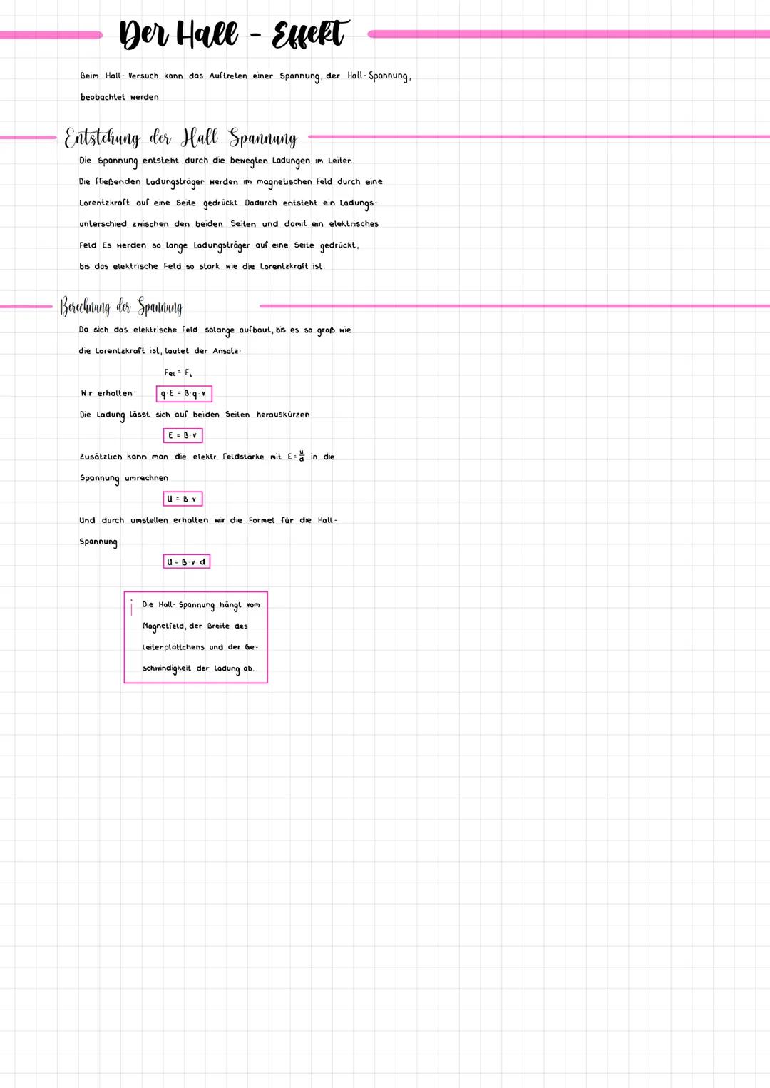 # Der Hall - EveRT
Beim Hall- Versuch kann das Auftreten einer Spannung, der Hall Spannung,
beobachtet werden
## Entstehung der Hall Spann