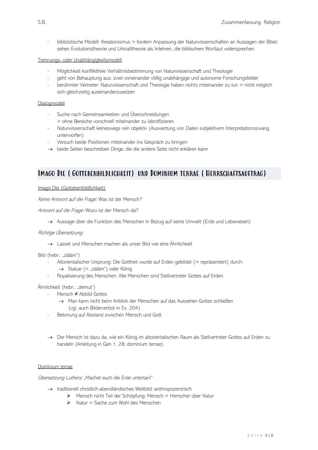 S.B.
Zusammenfassung Religion
Zusammenfassung Religion
PANNENBERG
Gott als Gegenüber der grenzenlosen Angewiesenheit des Menschen
TIER
Umwel