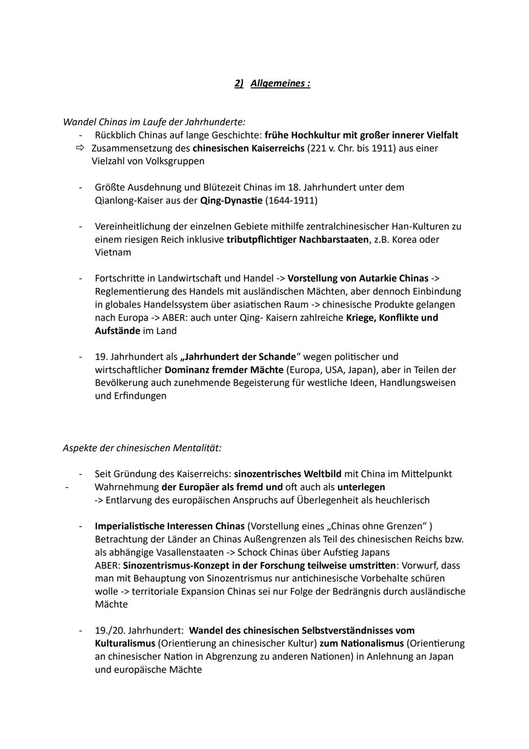 # China und die Imperialistischen Mächte
1) Zentrale Figuren der Qing-Dynastie vom 18. Bis zum 20. Jahrhundert:
1644 -> Herrschaftsbeginn