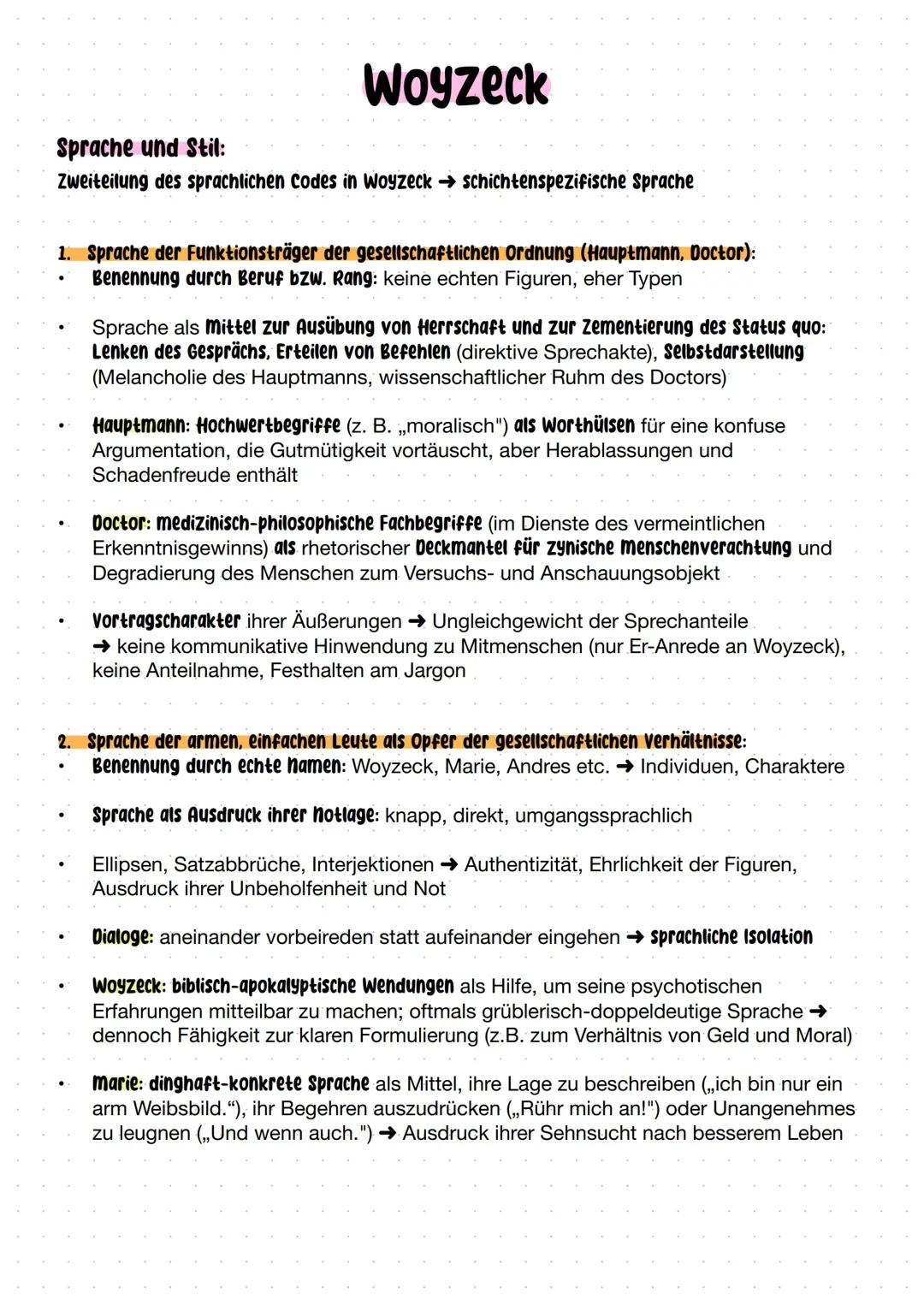 Woyzeck - Sprache und Form