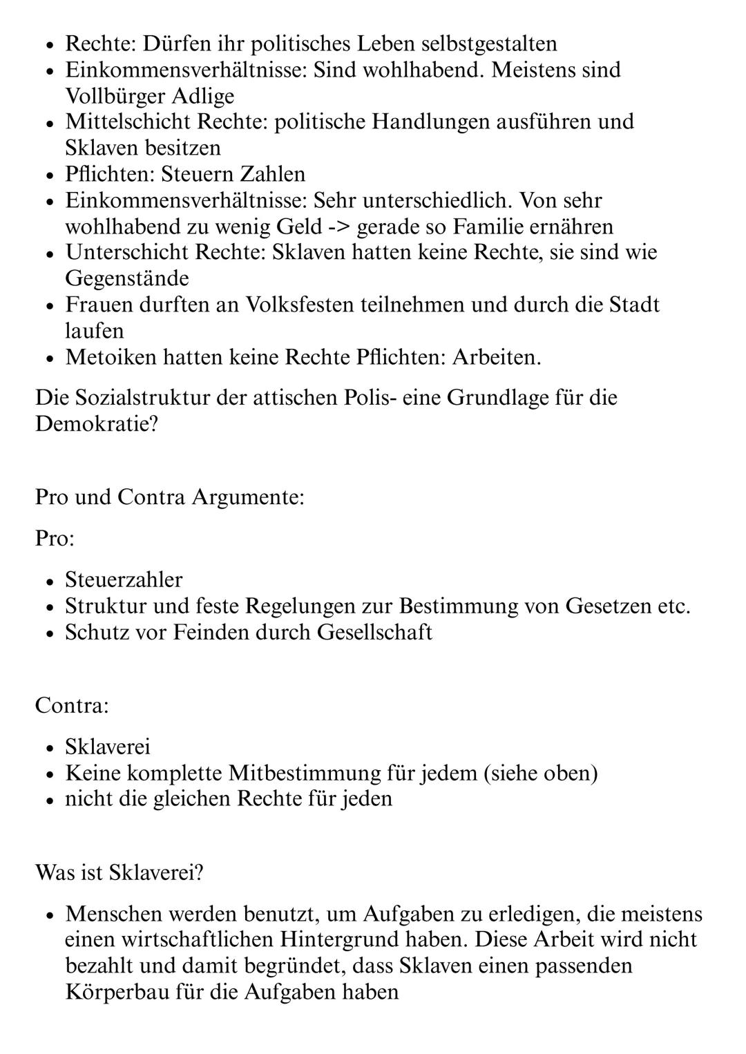 # Lernzettel Geschichte Abi
Semester 1. Schwerpunkt: Die Grundlegung der modernen Welt in
Antike und Mittelalter
• Sklaverei in Athen (600
