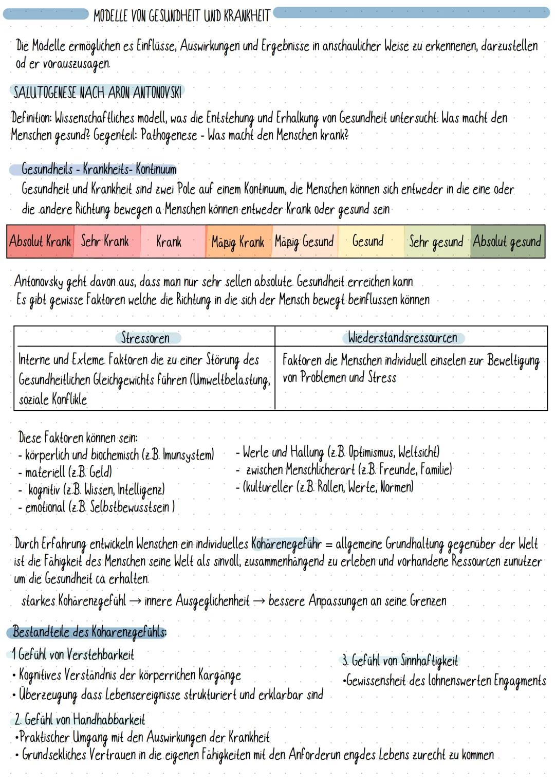 MODELLE VON GESUNDHEIT UND KRANKHEIT
Die Modelle ermöglichen es Einflüsse, Auswirkungen und Ergebnisse in anschaulicher Weise zu erkennenen,