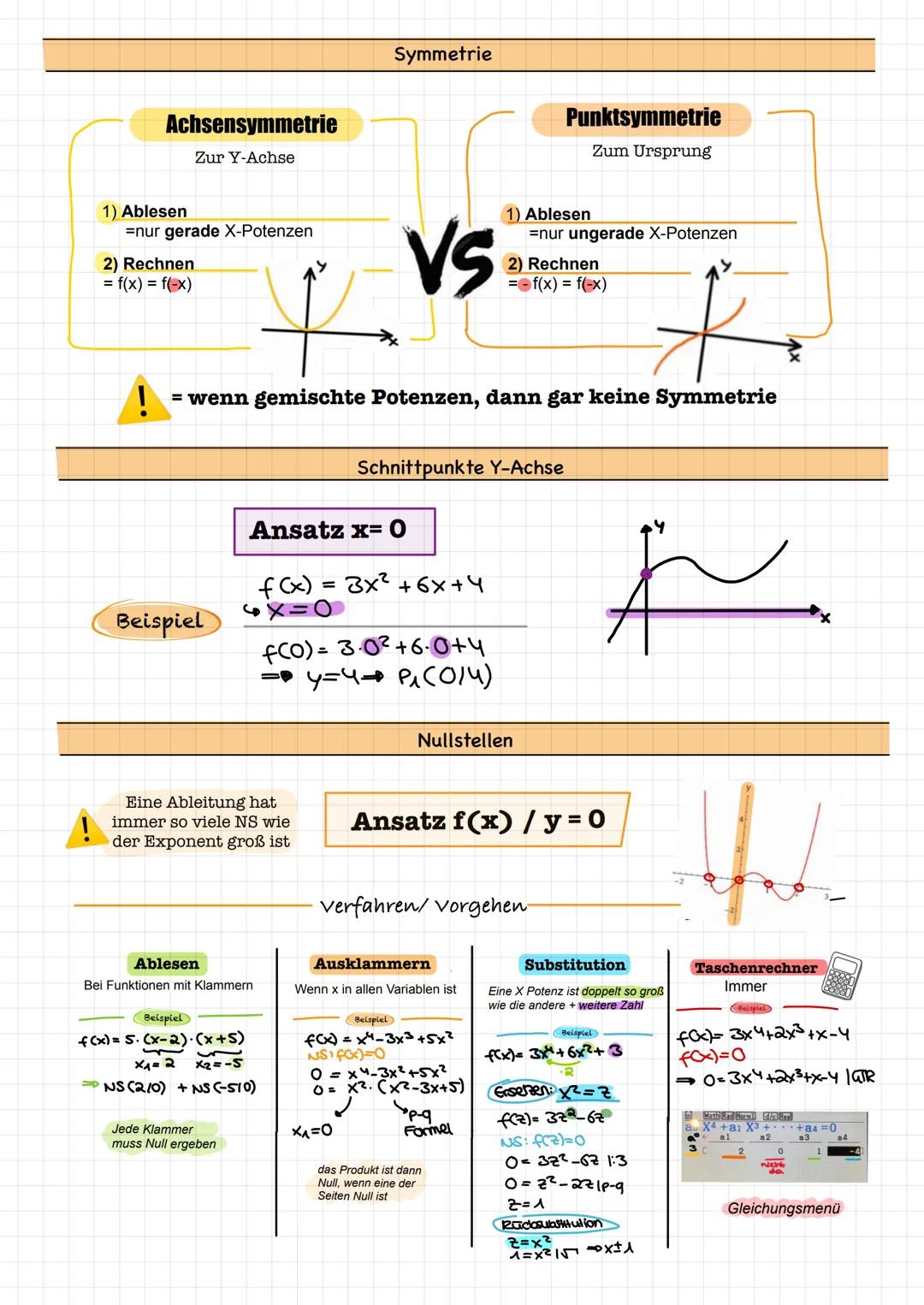 Analysis Analysis
Grundlagen
1) Gleichungen Auflösen & Ausklammern
2) p-q Formel-
3) Ableitungsregeln
4)Prozentrechnung
Kurvendiskussion (Ga
