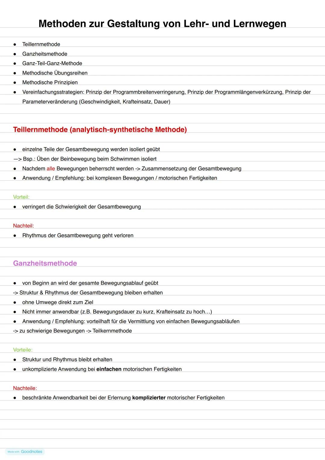 Methoden zur
Gestaltung von
Lehr- und
Lernwegen # Methoden zur Gestaltung von Lehr- und Lernwegen
- Teillernmethode
- Ganzheitsmethode
- Ga
