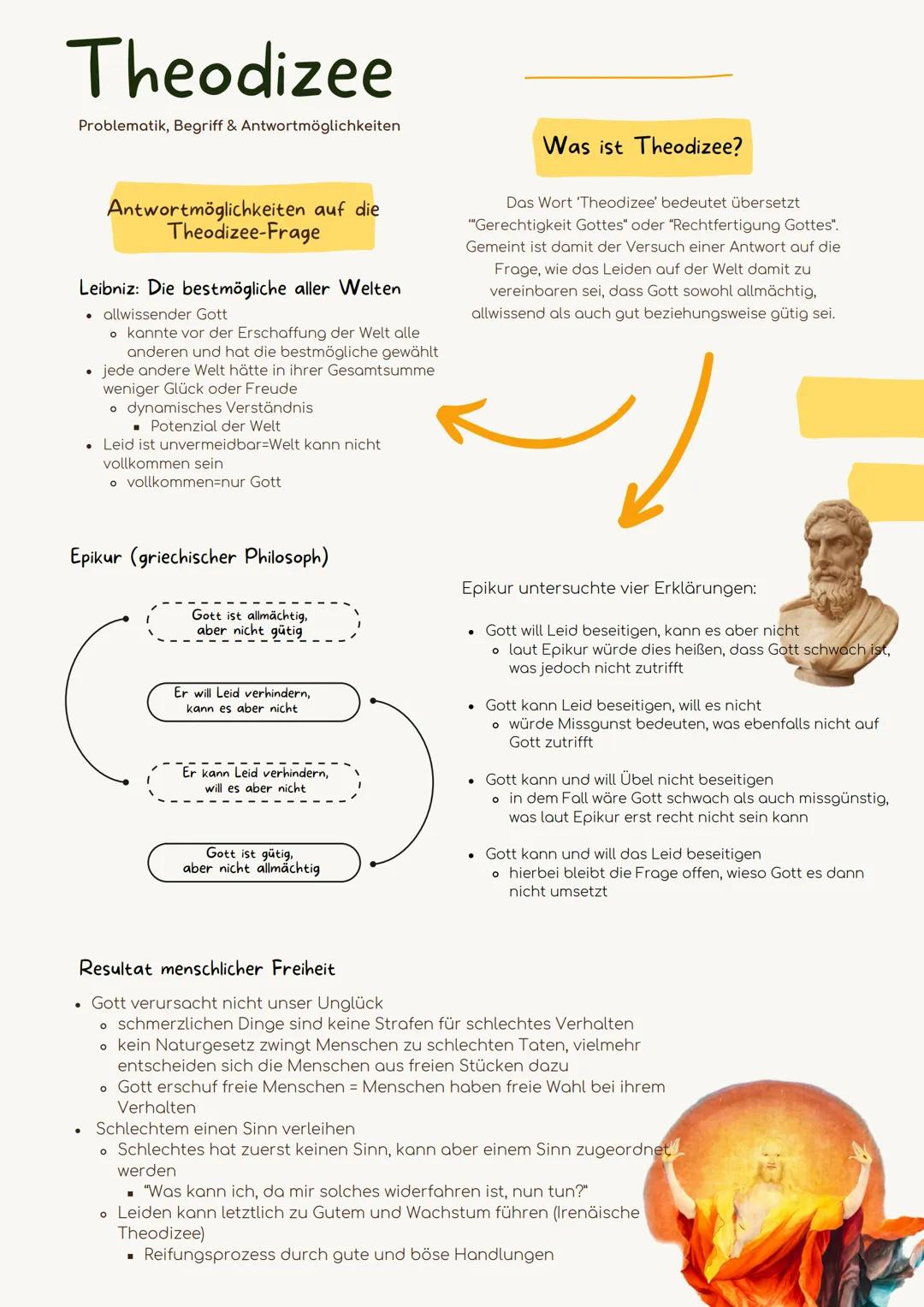 Theodizee
Problematik, Begriff & Antwortmöglichkeiten
Was ist Theodizee?
Antwortmöglichkeiten auf die
Theodizee-Frage
Leibniz: Die bestmögli