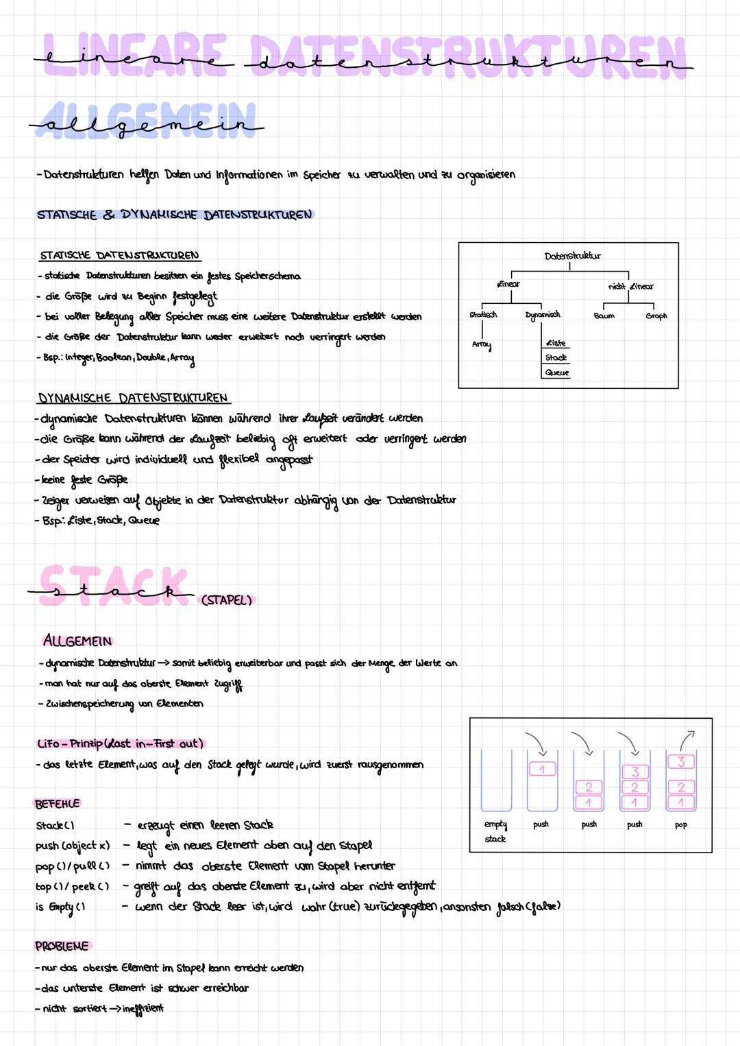 # lineare datenstrassen
allgemein
-Datenstrukturen helfen Daten und Informationen im Speicher zu verwalten und zu organisieren
STATISCHE