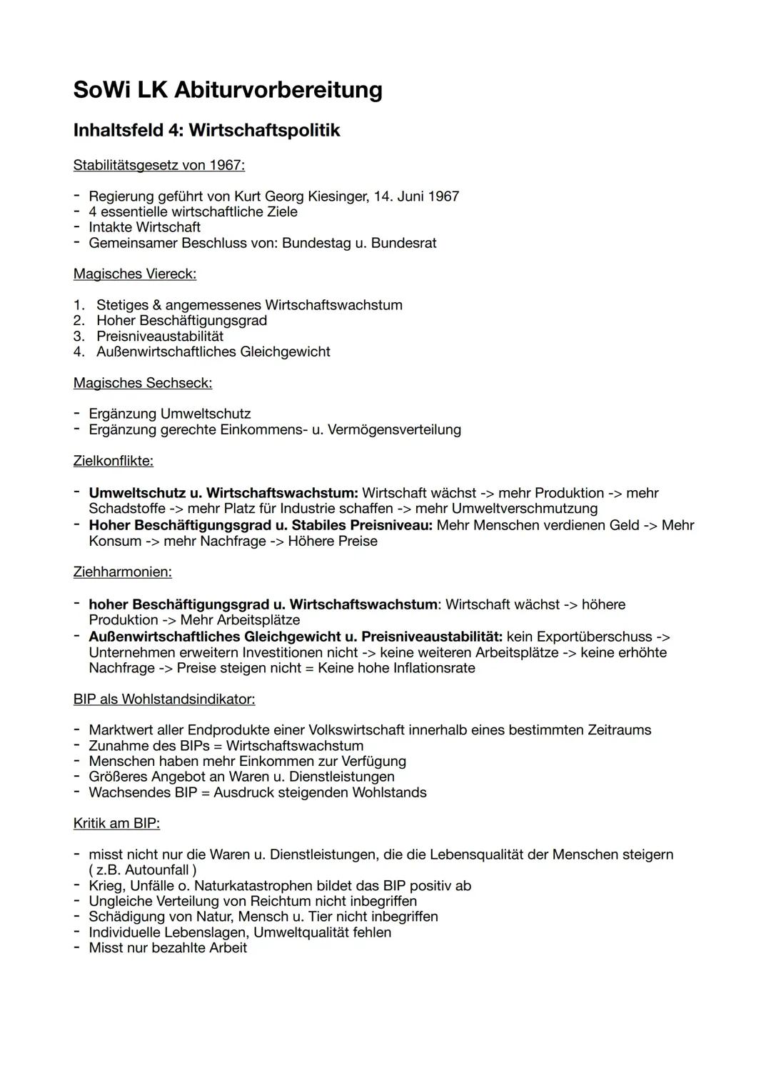 SoWi LK Abitur 2024 Zusammenfassung