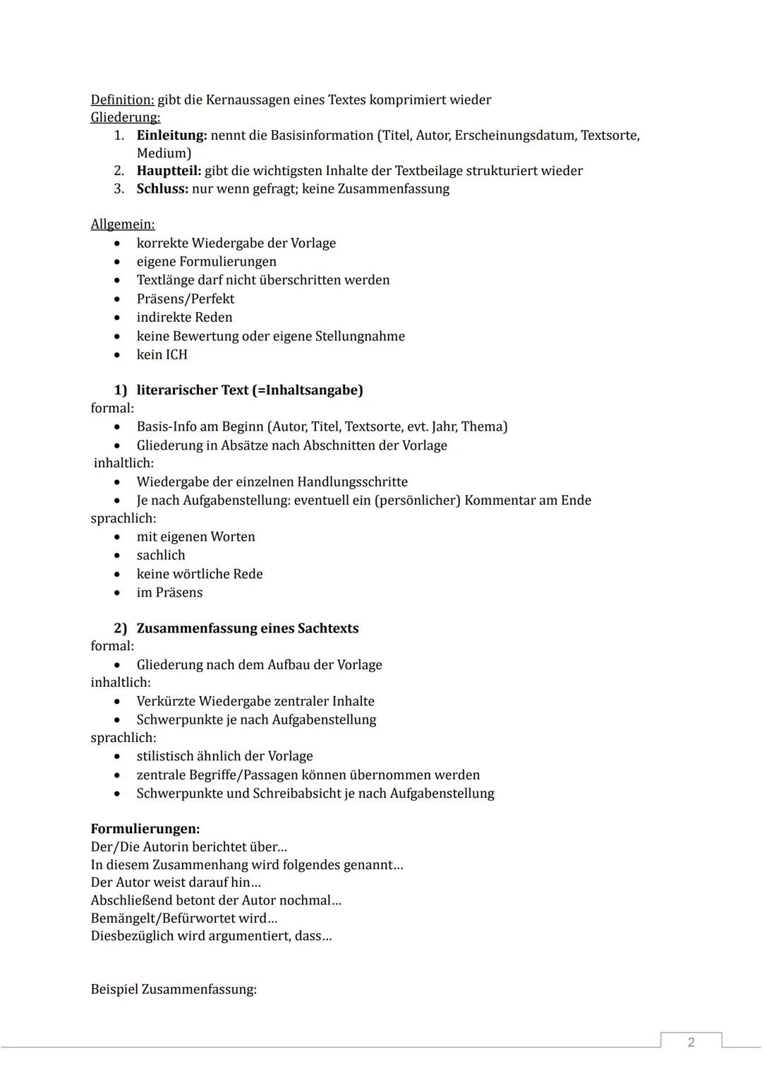 Allgemeines
Unterschreitung der Textlänge ist immer problematisch, eine Überschreitung ist in jeder
Textsorte einzeln besprochen
Die 1. Pers