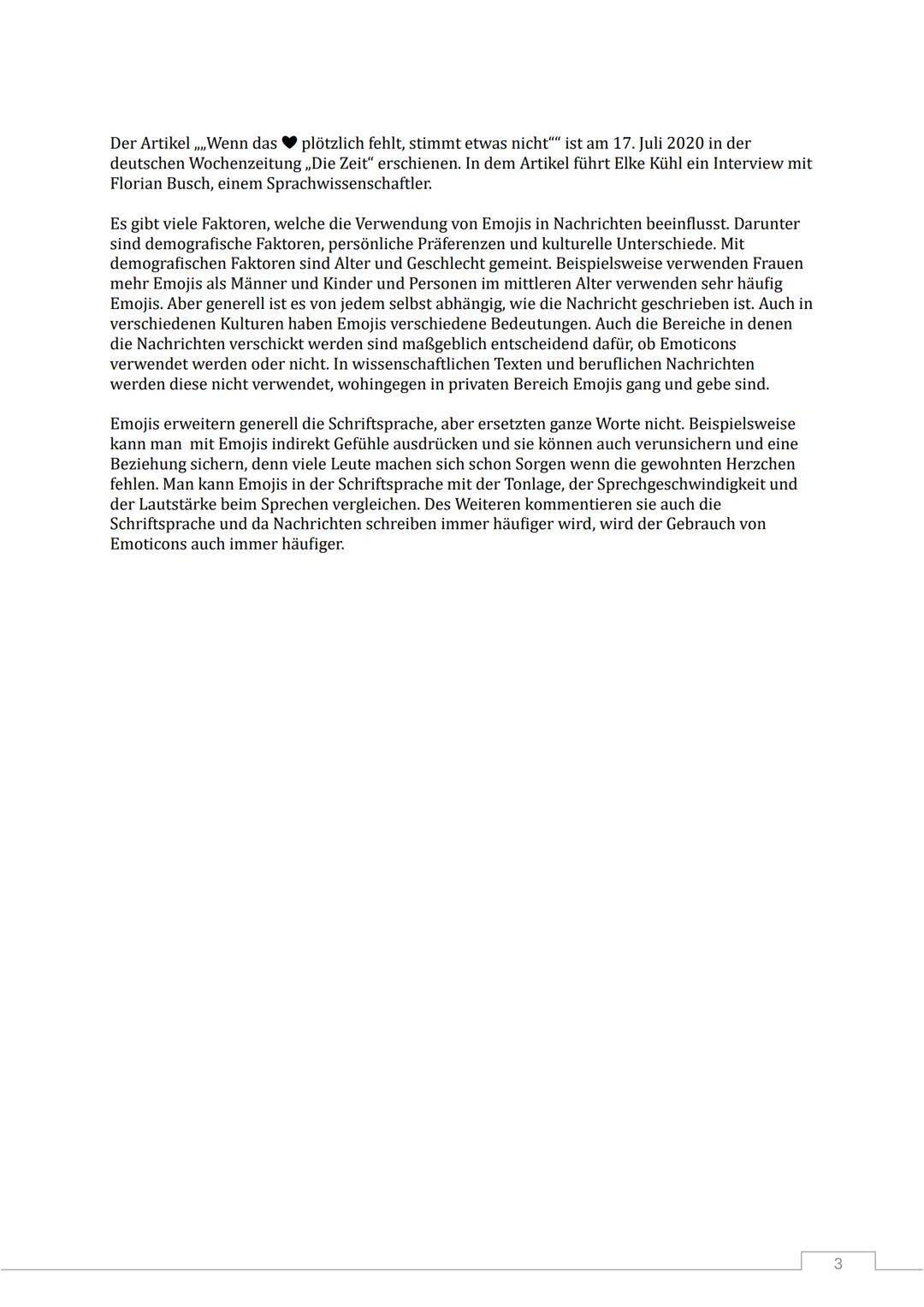 Allgemeines
Unterschreitung der Textlänge ist immer problematisch, eine Überschreitung ist in jeder
Textsorte einzeln besprochen
Die 1. Pers