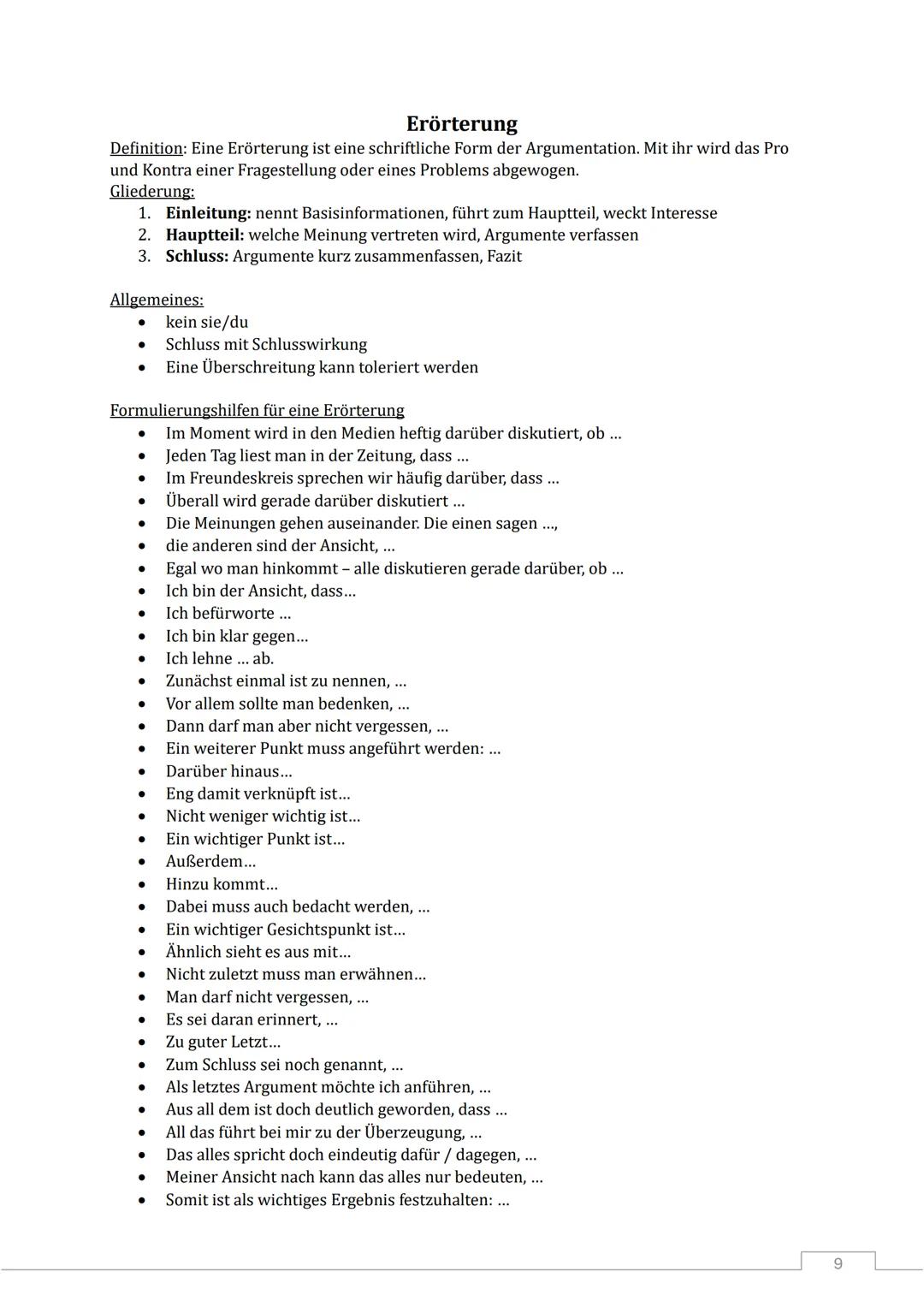 Allgemeines
Unterschreitung der Textlänge ist immer problematisch, eine Überschreitung ist in jeder
Textsorte einzeln besprochen
Die 1. Pers