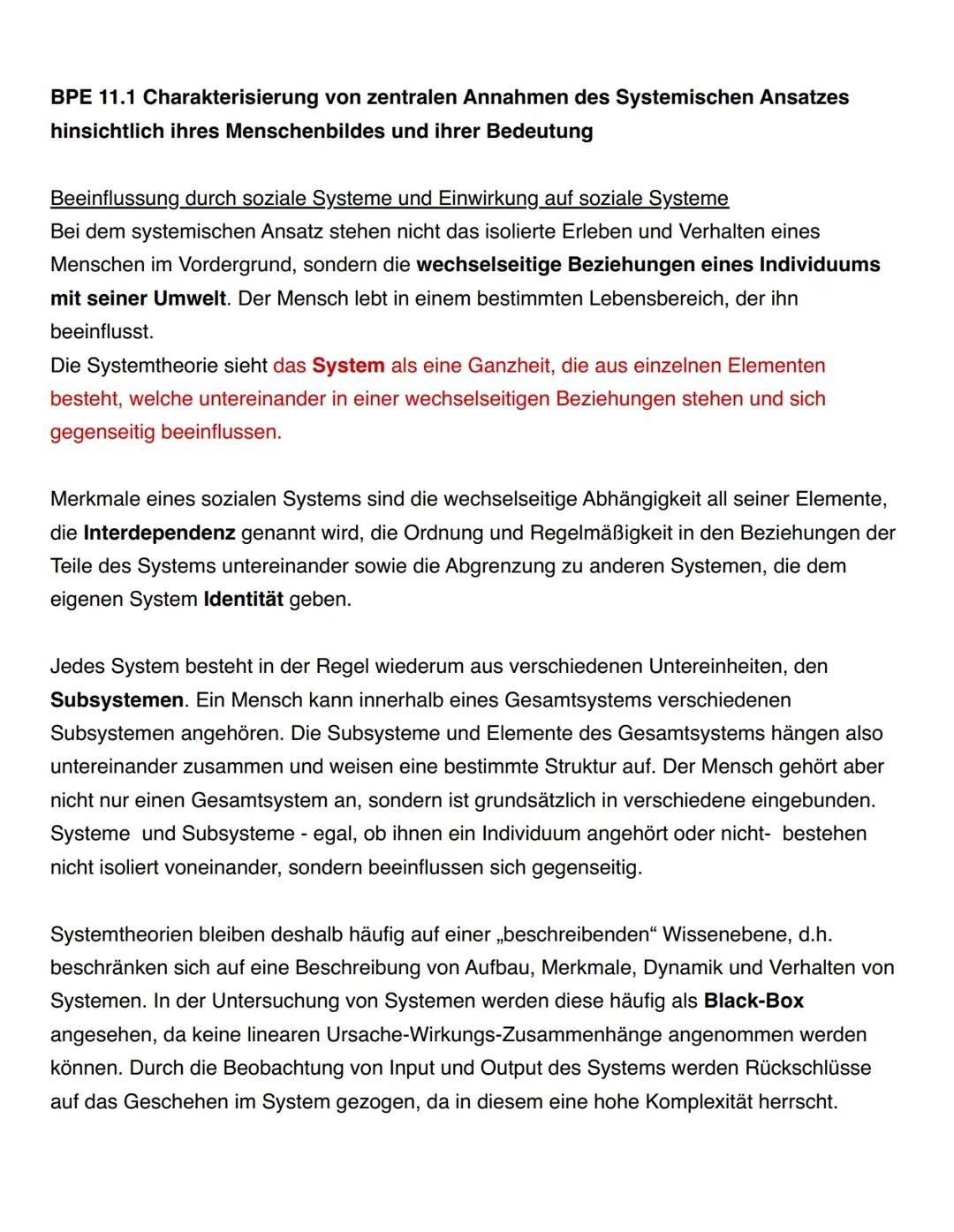 Abi 2024 BW Psychologie/Pädagogik: BPE 11 Systemischer Ansatz am Beispiel sozialer Systeme
