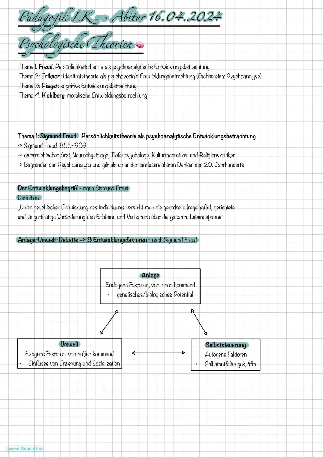Pädagogik LK, psychologische Theorien
