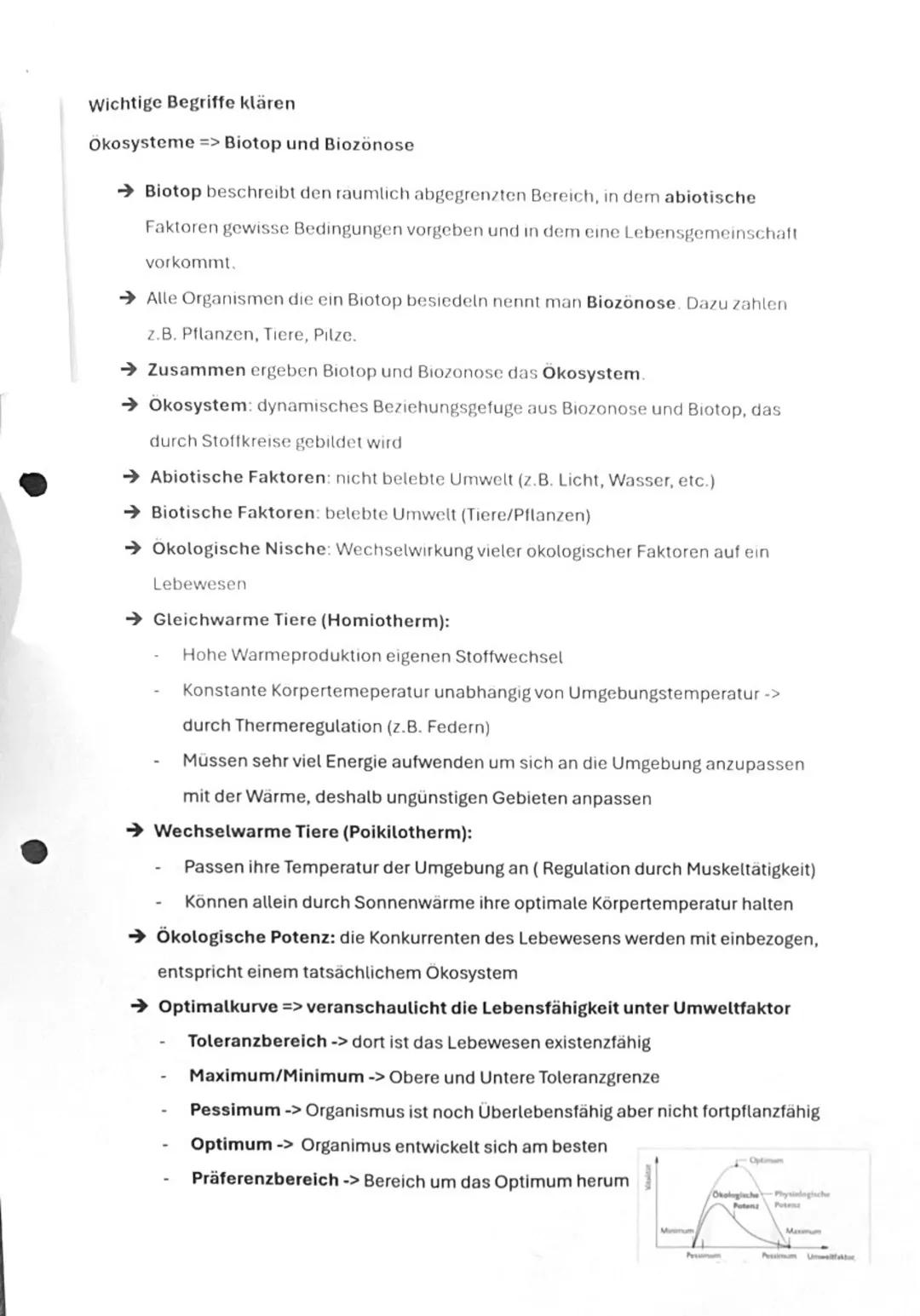 Ökologie
Überblick:
1. Wichtige Begriffe klären
- Okosysteme
- Biotop
- Biozonose
- Biotische und abiotische Faktoren
- Okologische Nische