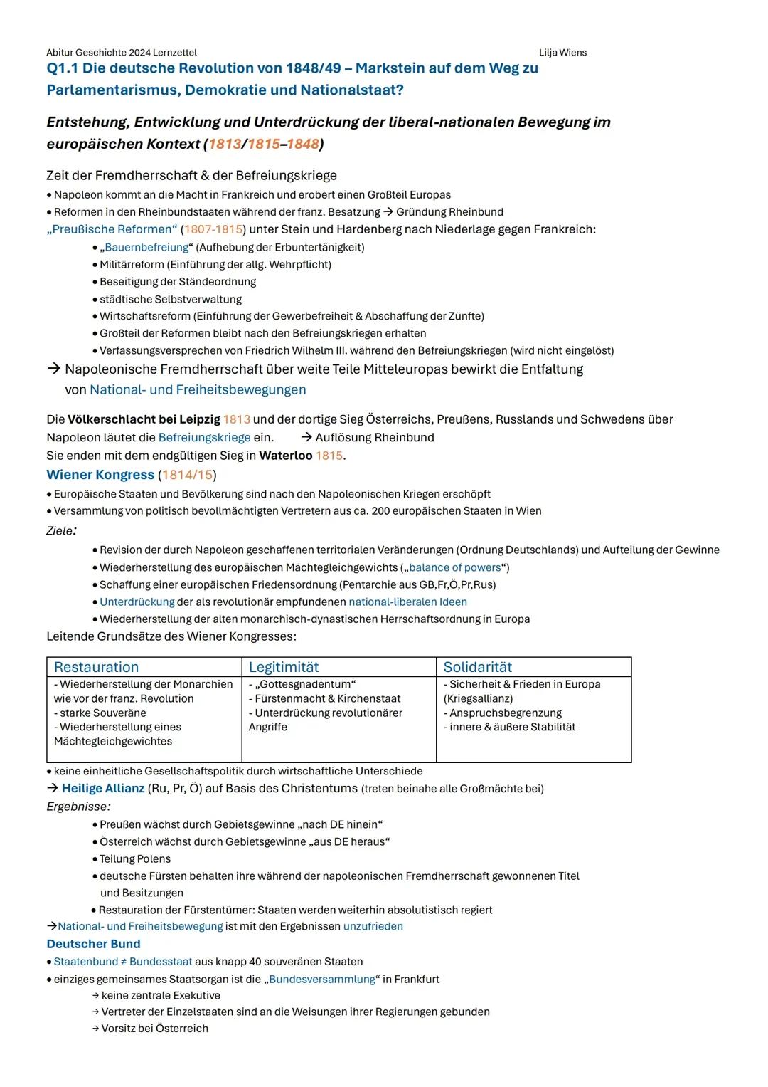 Abitur Lernzettel Geschichte Leistungskurs 2024