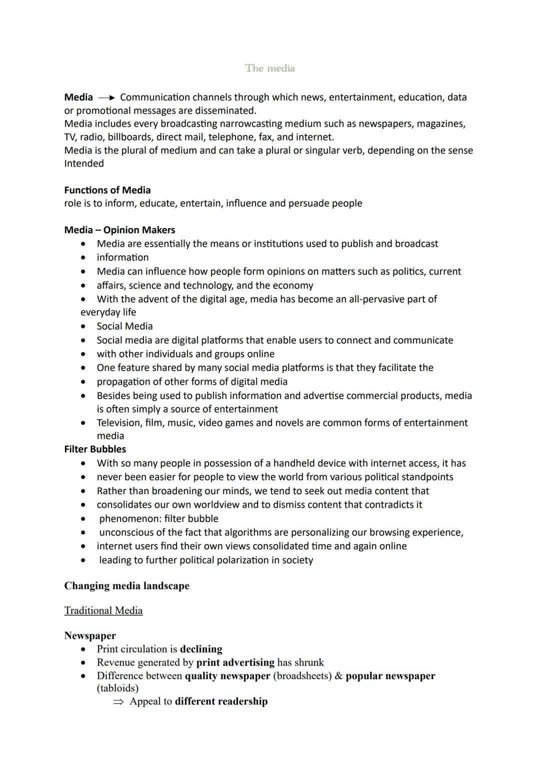 The Media Englisch Abitur Zusammenfassung