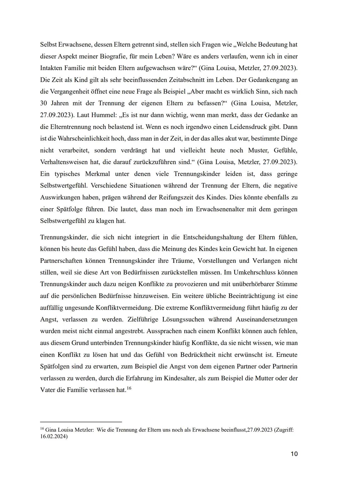 Inwiefern beeinflussen getrennte Eltern die Psyche
des Kindes und die Identitätsentwicklung?
Facharbeit Pädagogik
Pädagogik Leistungskurs Q1