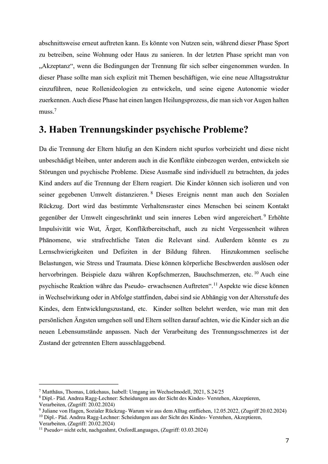 Inwiefern beeinflussen getrennte Eltern die Psyche
des Kindes und die Identitätsentwicklung?
Facharbeit Pädagogik
Pädagogik Leistungskurs Q1
