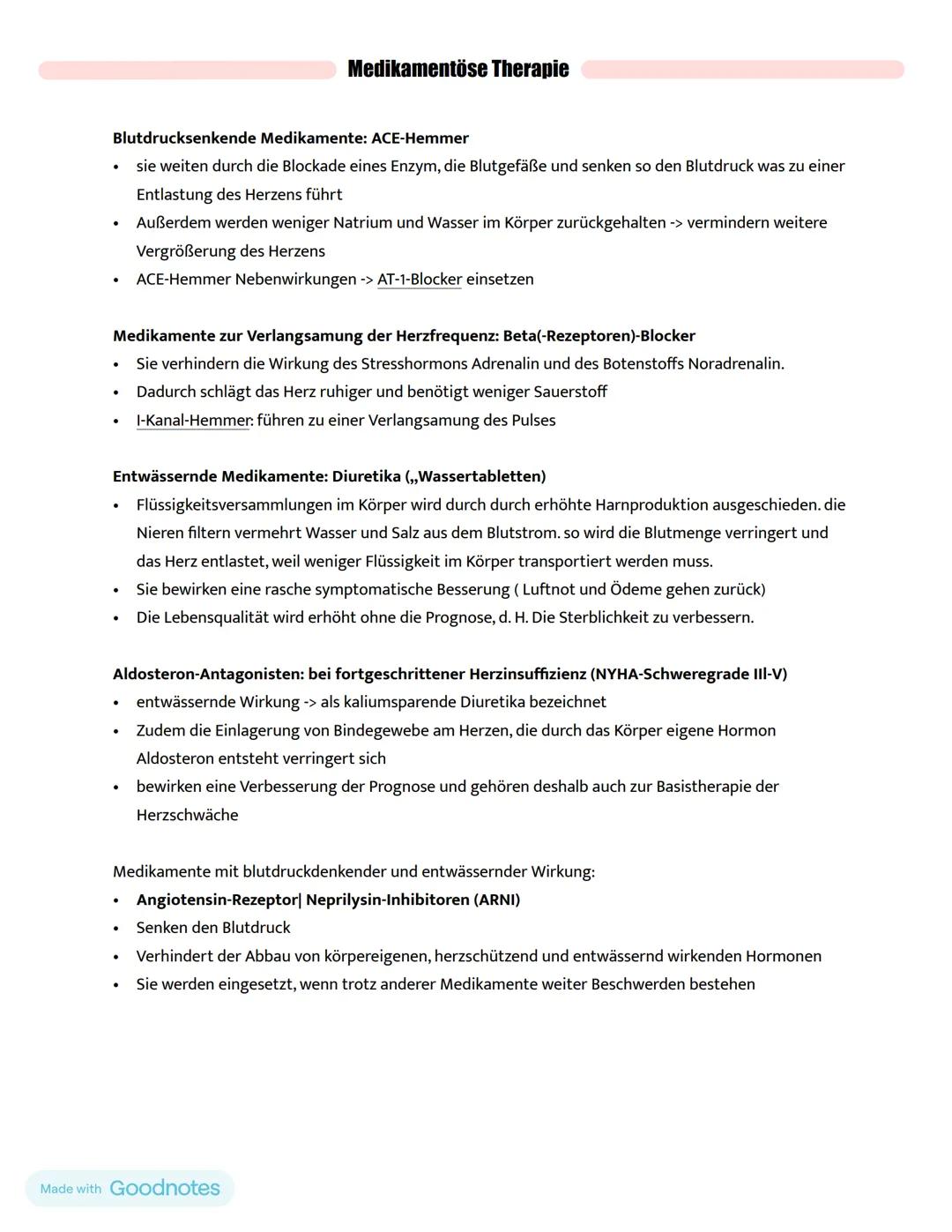# Herzinsuffizienz
Definition:
- Ein Herzinsuffizienz (Herzschwäche) bedeutet eine Verminderung der Pumpfunktion des Herzes
- Das Myokard i