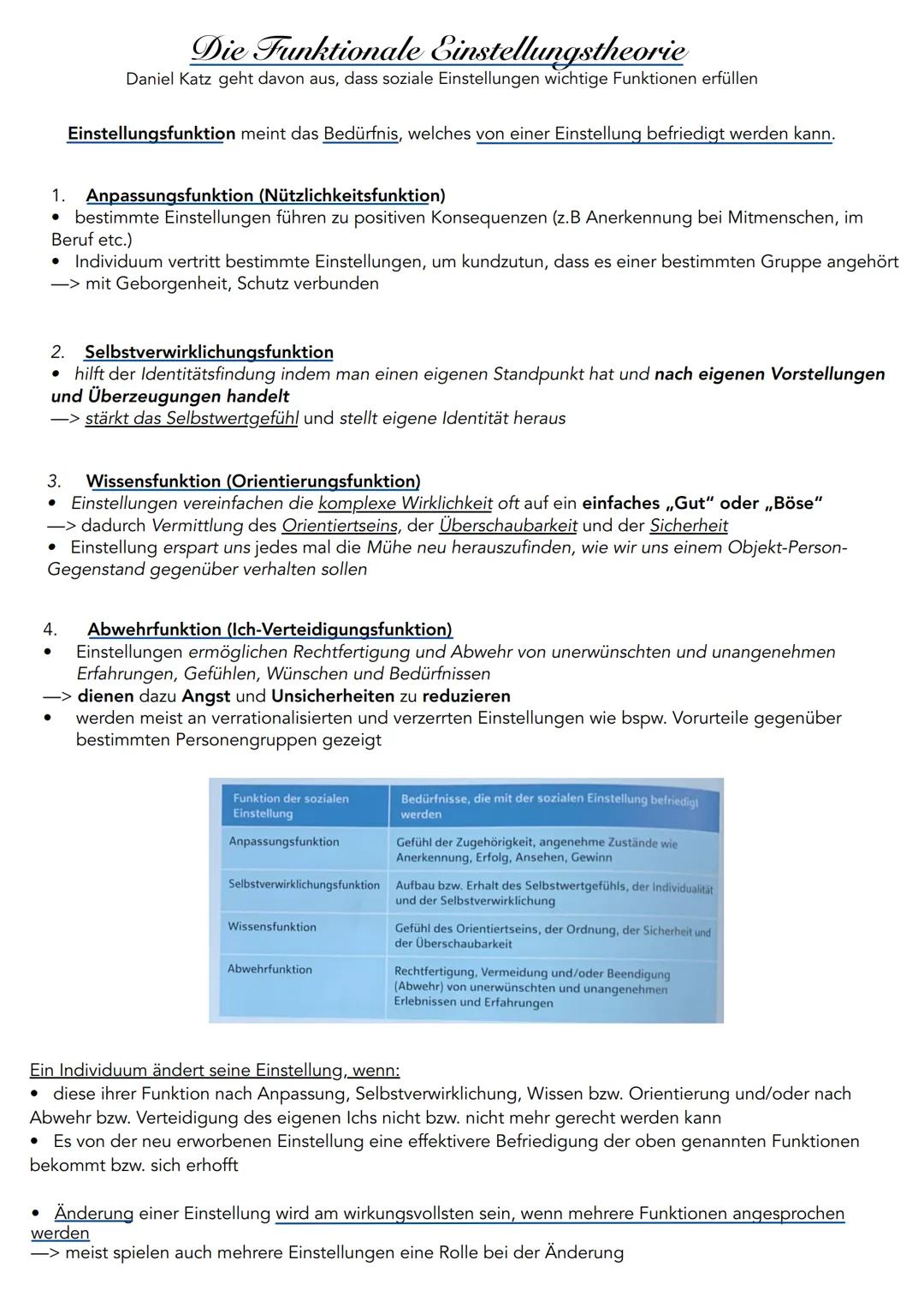 LERNIZETTEL
PÄDAGOGIK
Der Aufbau von sozialen Einstellungen- Einstellungskomponenten
Die drei Komponenten einer Einstellung am Beispiel eine