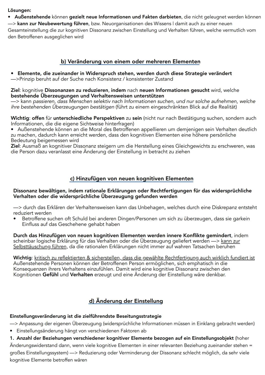 LERNIZETTEL
PÄDAGOGIK
Der Aufbau von sozialen Einstellungen- Einstellungskomponenten
Die drei Komponenten einer Einstellung am Beispiel eine
