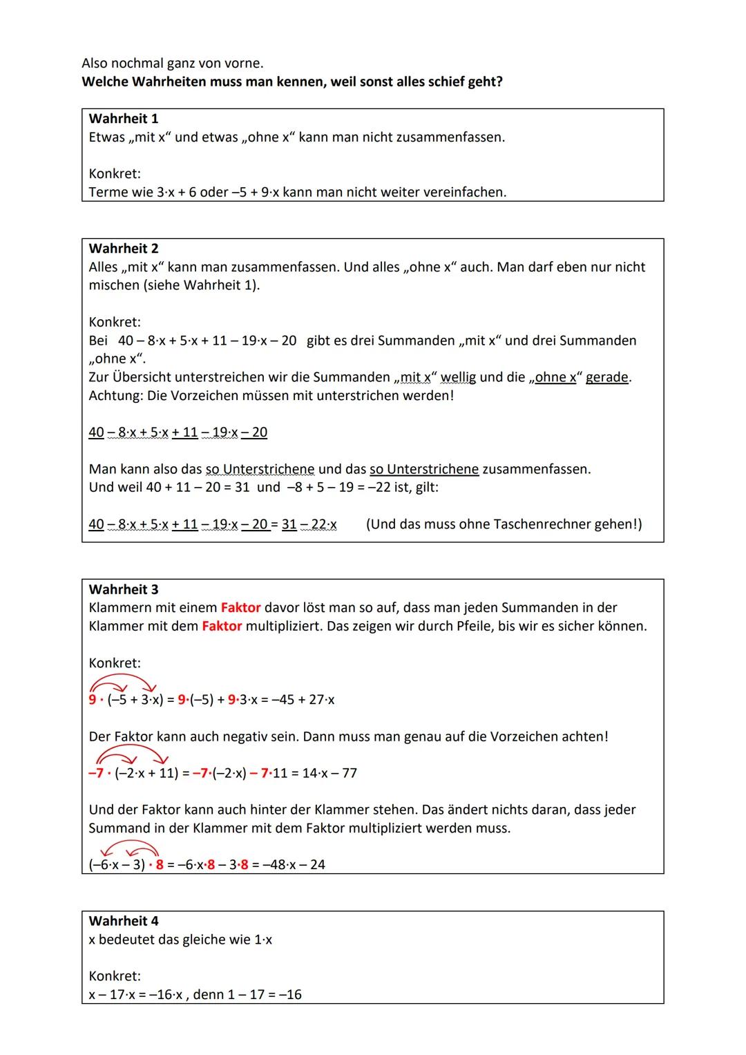 Also nochmal ganz von vorne.
Welche Wahrheiten muss man kennen, weil sonst alles schief geht?
Wahrheit 1
Etwas,,mit x" und etwas,,ohne x" ka