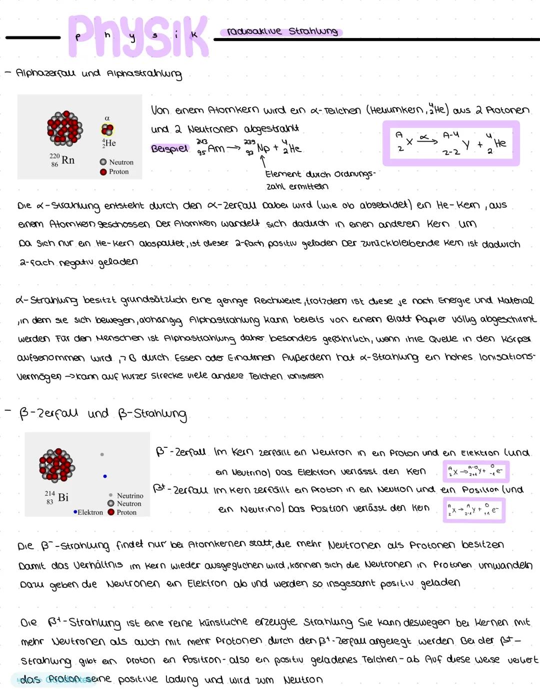PHYSIK
Aufbau des Atomkerns
Der Atomkern besteht aus Nukleonen, die sich aus protonen und Neutronen zusammensetzen Zwischen
den Nukleonen he