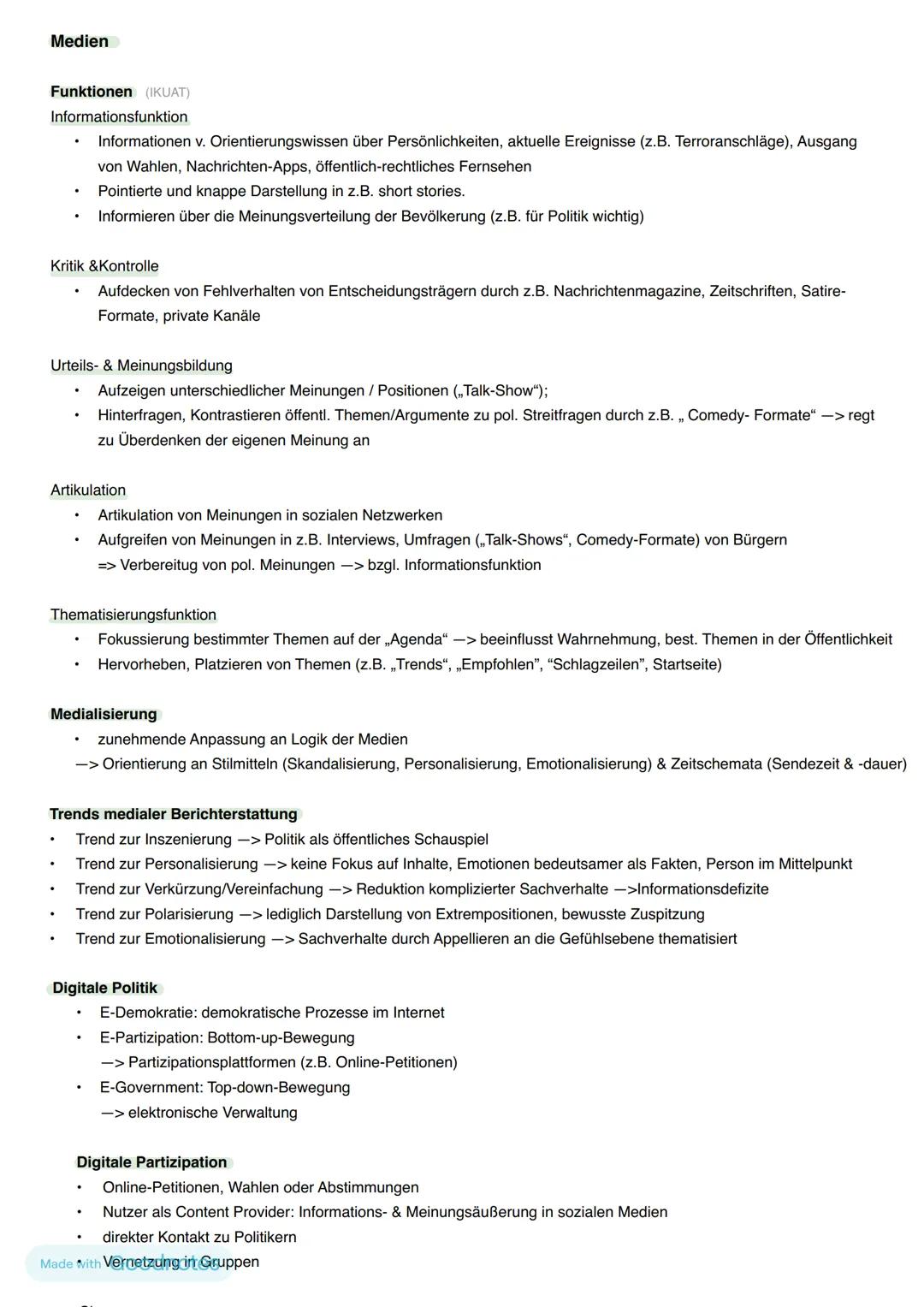 Abitur Politik - 11.04.2024
12.1 Politische Partizipation zwischen Anspruch & Wirklichkeit
Funktionen von Partizipation für die Demokratie
A