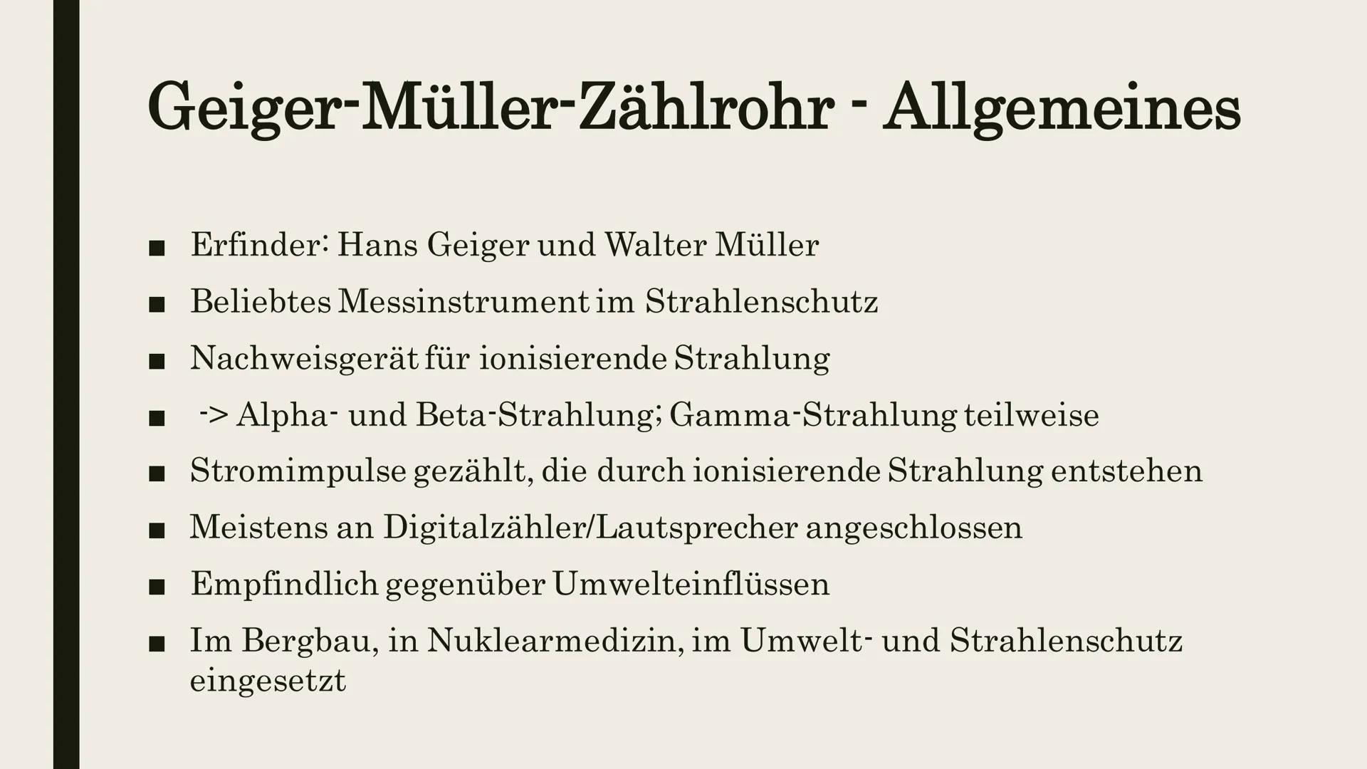 GEIGER-MÜLLER
ZÄHLROHR UND
HALBLEITERDETEKTOR
Eine Präsentation von WX
und YZ # Inhaltsverzeichnis
1. Ionisierende Strahlung
2. Geiger-Mül