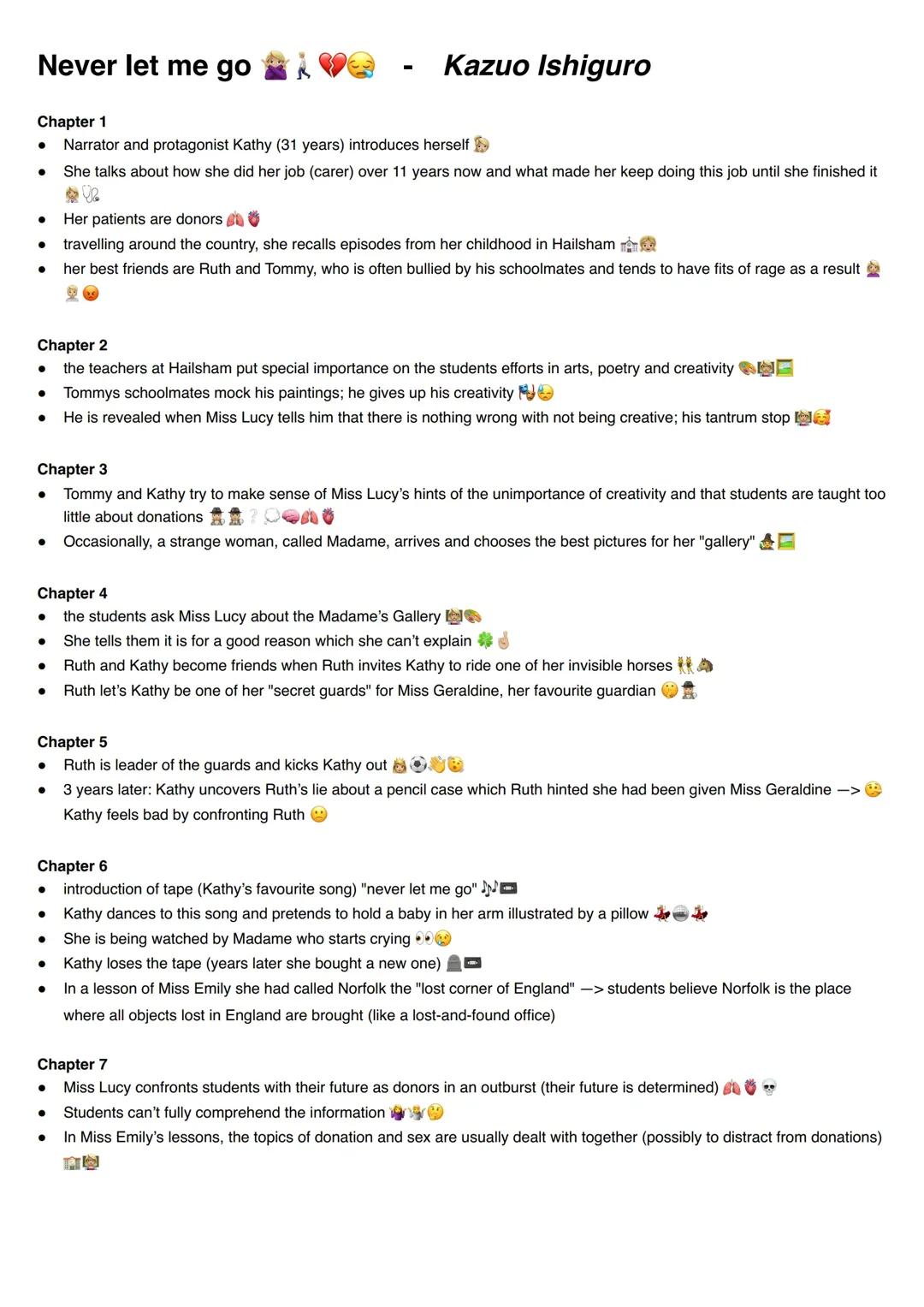 Summary Never let me go - Kazuo Ishiguro