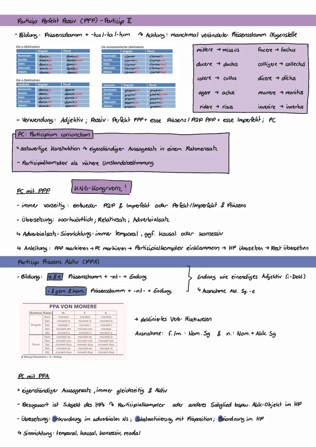Partizip Perfekt Passiv (PPP) - Partizip II
-Bildung: Präsensstamm + -tus 1-tal-tum Achtung: manchmal veränderter Präsensstamm Ikugenstelle