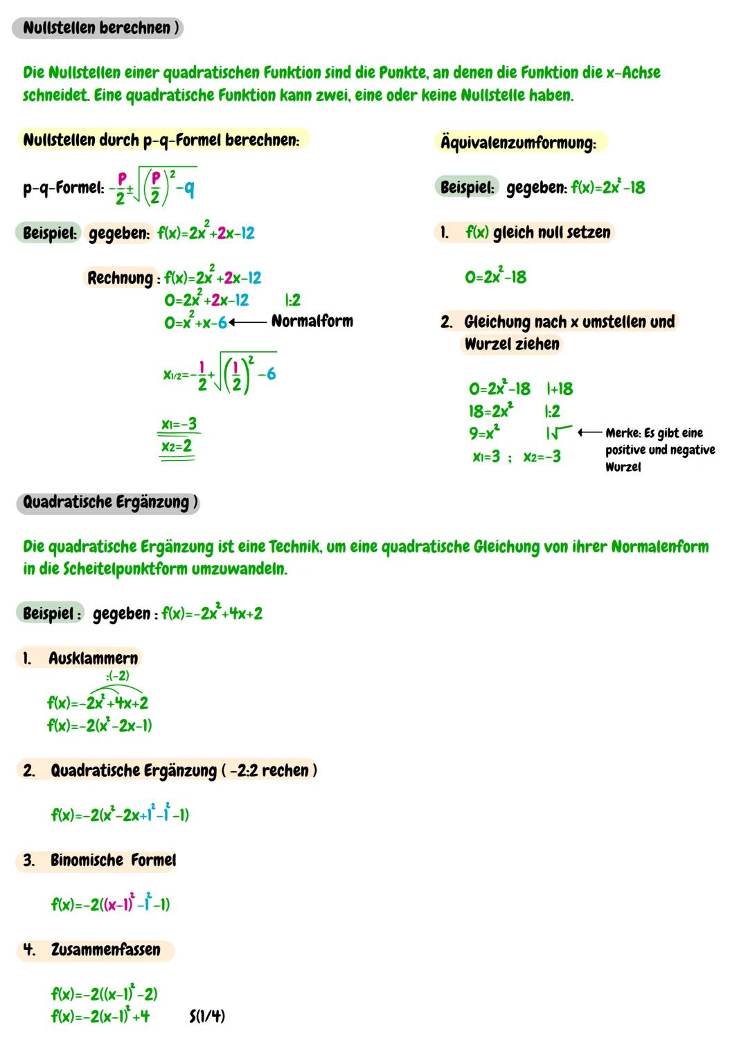 QUADRATISCHE FUNKTIONEN
Die Normalparabel)
Die Normalparabel ist eine spezielle Art von quadratischer Funktion. Sie hat die Form f(x)=x² Die