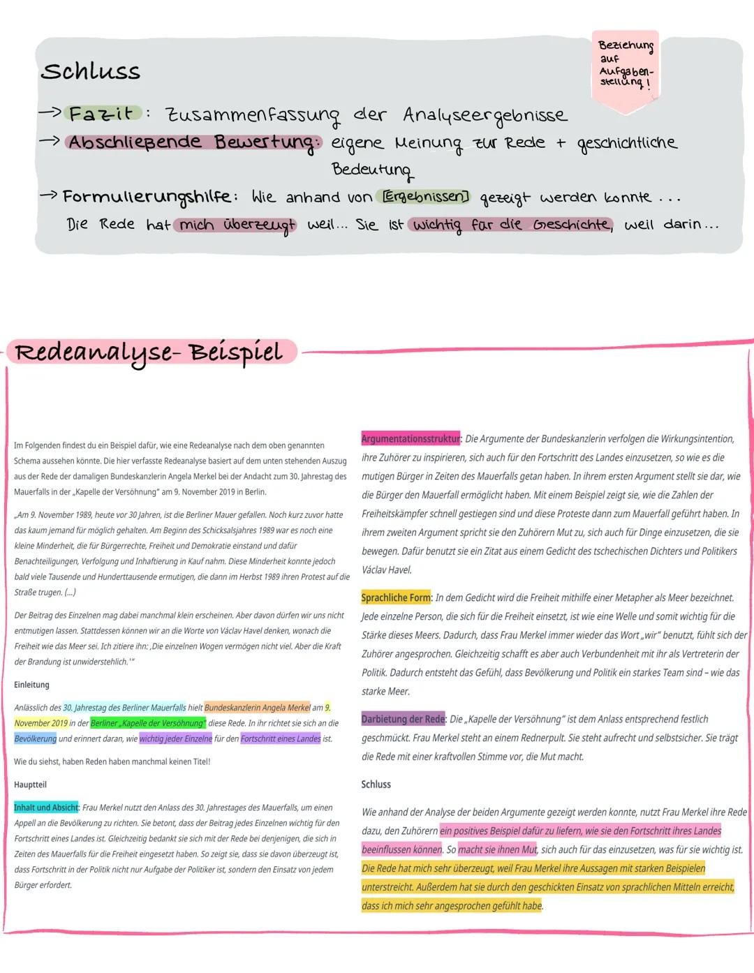 Redeanalyse
1. Einleitung:
2. Hauptteil:
3. Schluss:
Informationen zur Rede und zum Analysethema
Analyse von Inhalt und Form
Fazit zu den Er