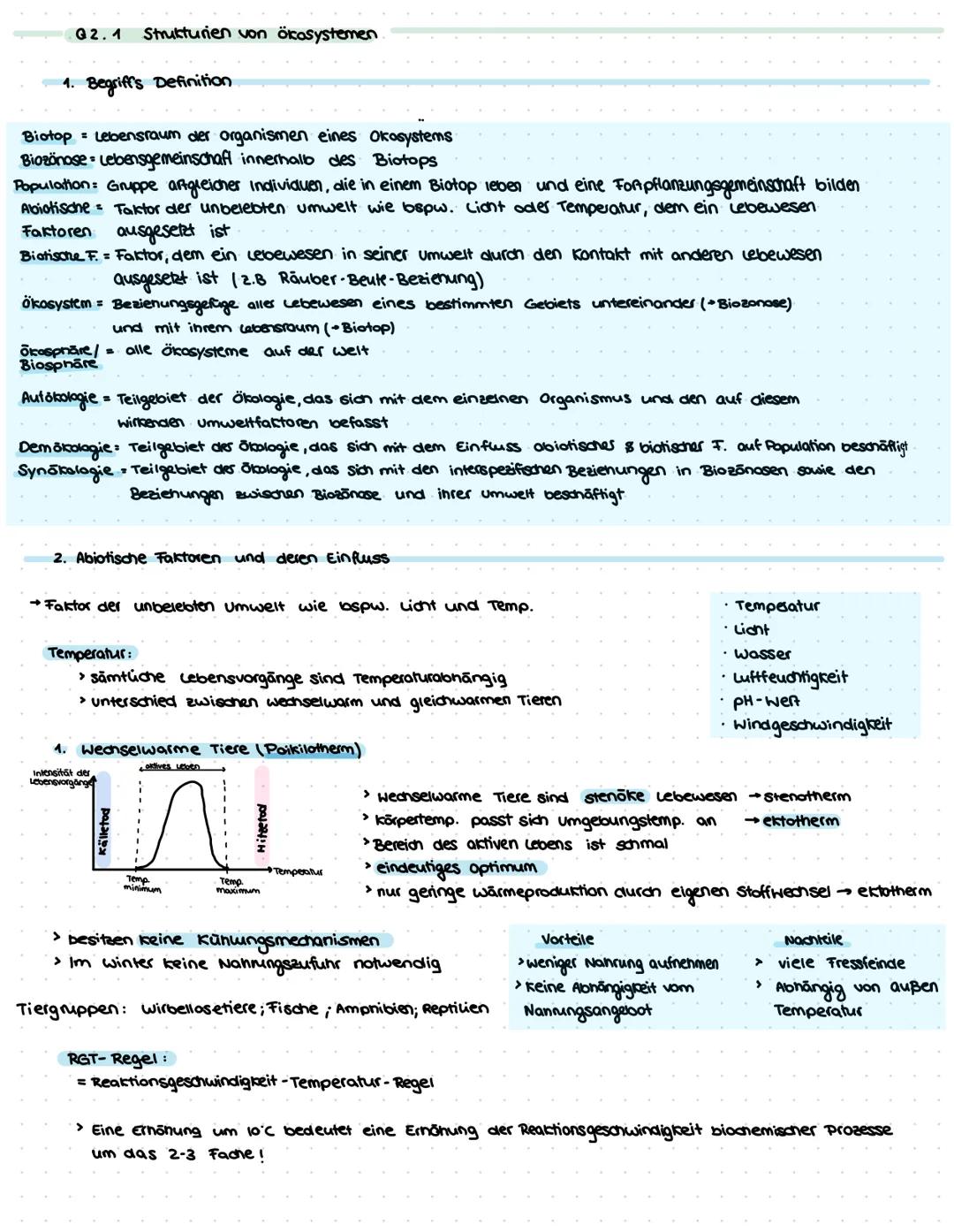 G2.1 Strukturien von ökasystemen
1. Begriff's Definition
Biotop Lebensraum der organismen eines Okosystems
Biozänase Lebensgemeinschaft inne