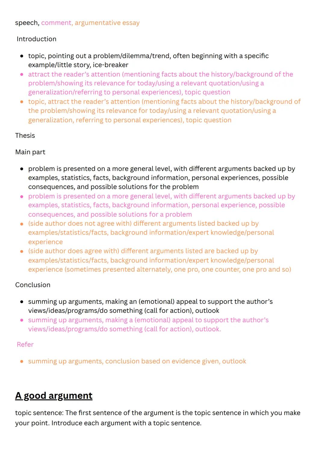 Text Analysis and Comment
Non-fictional text analysis
⚫ structure/line of argument (argumentative structure)
• style/tone/register/choice of