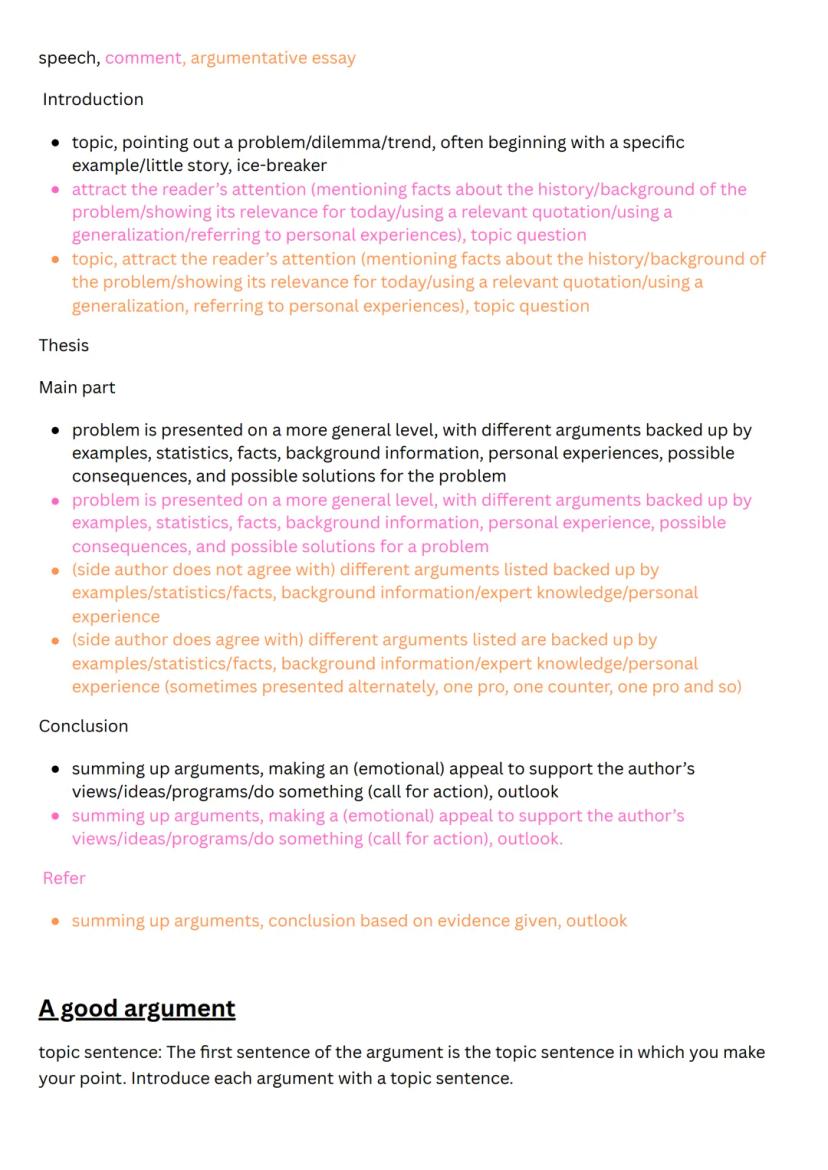 Text Analysis and Comment
Non-fictional text analysis
⚫ structure/line of argument (argumentative structure)
• style/tone/register/choice of