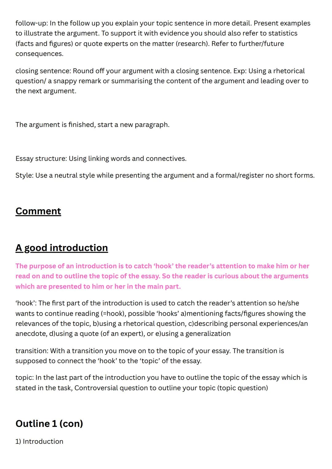 Text Analysis and Comment
Non-fictional text analysis
⚫ structure/line of argument (argumentative structure)
• style/tone/register/choice of