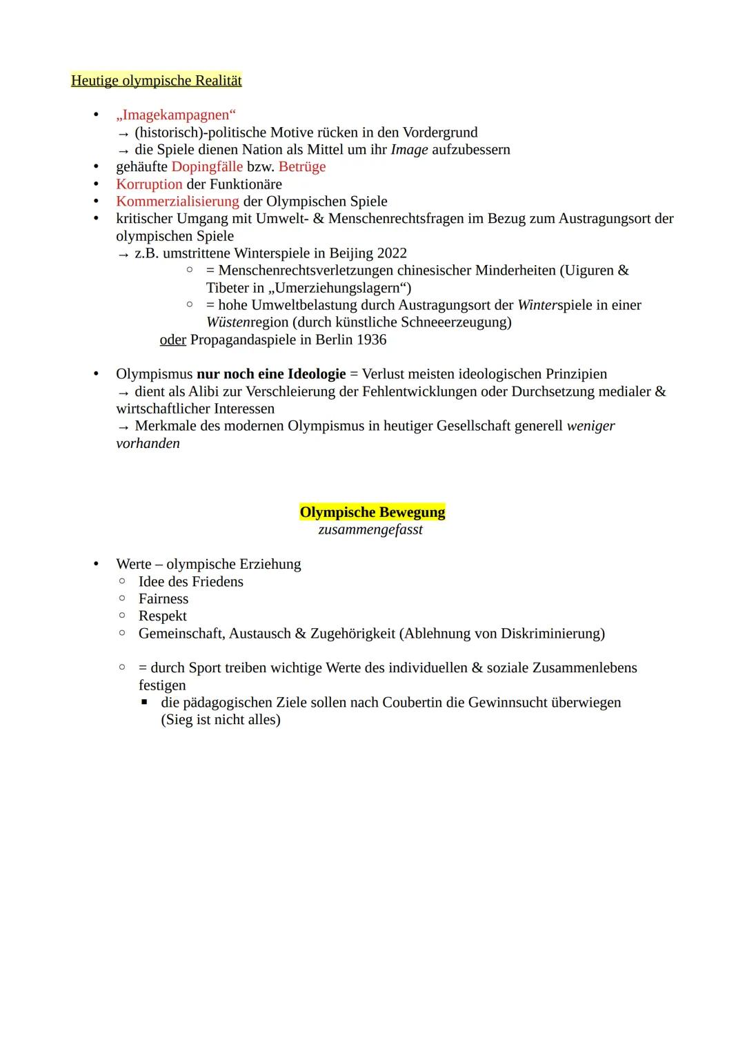# Olympismus und Sportorganisationen
- Zusammenfassung -
Olympia
➤ alle vier Jahre
➤ Winter- & Sommerspiele (+ Paralympics, Youth Olympic